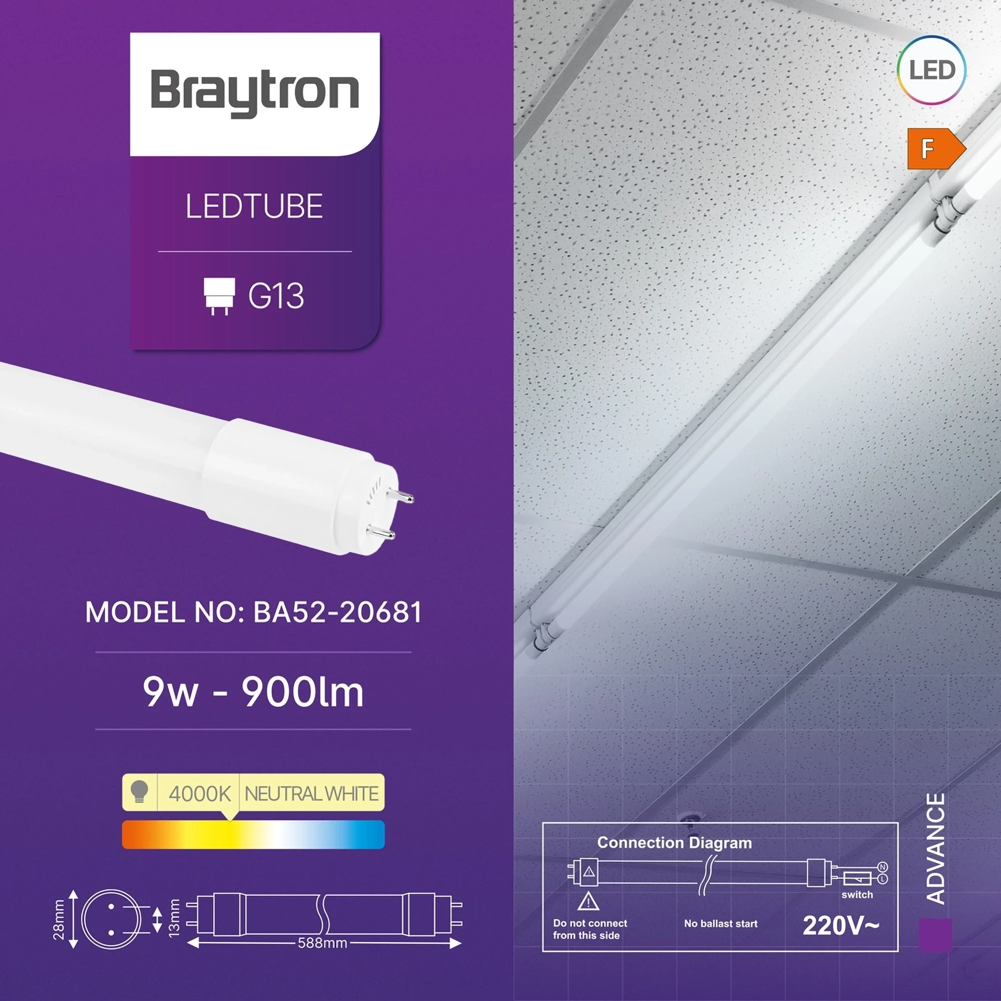 LED CEV T8 9W 60CM JEDNOSTRANA 4000K — slika 3