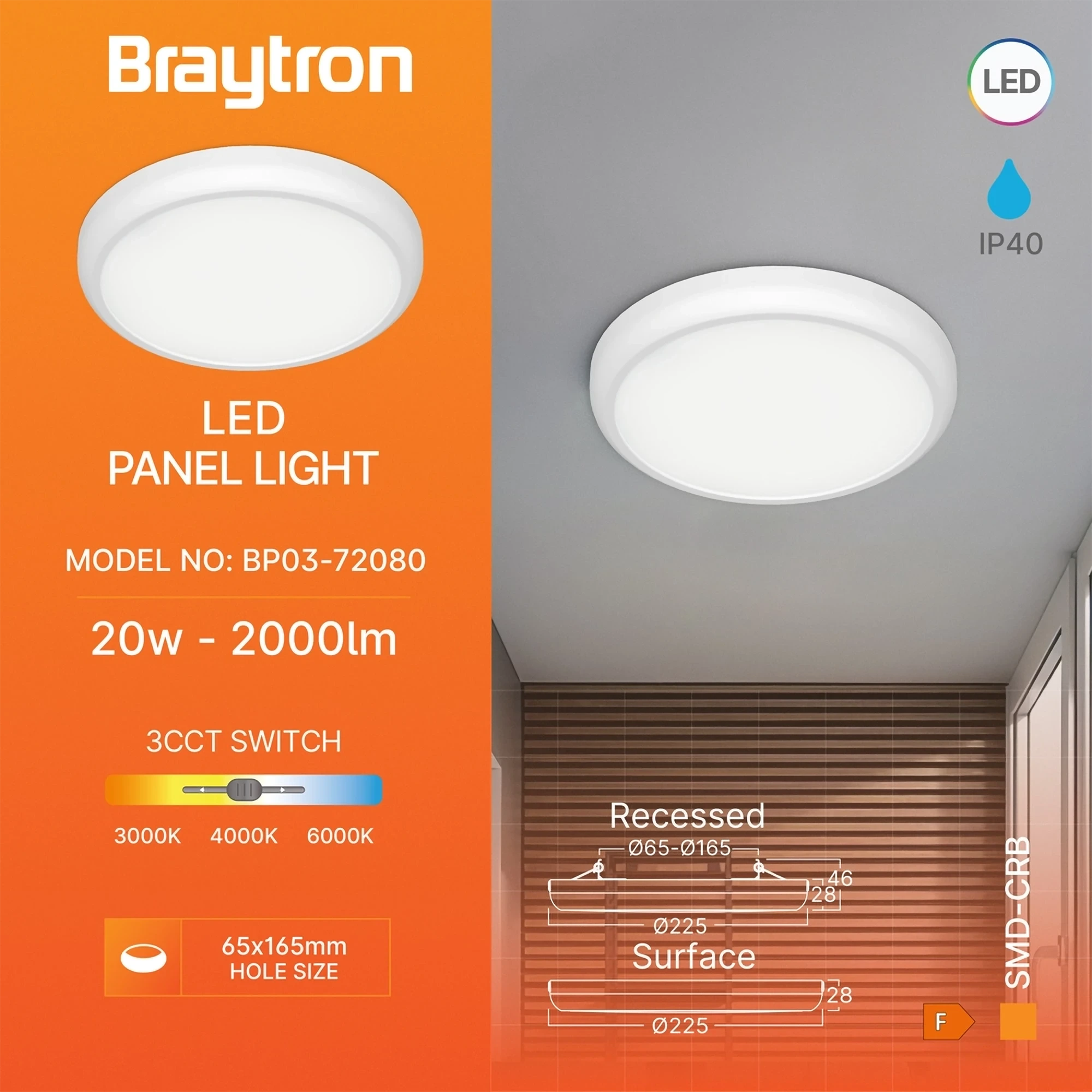 LED PANEL NADGRADNI OKRUGLI 20W BELI CCT — slika 3
