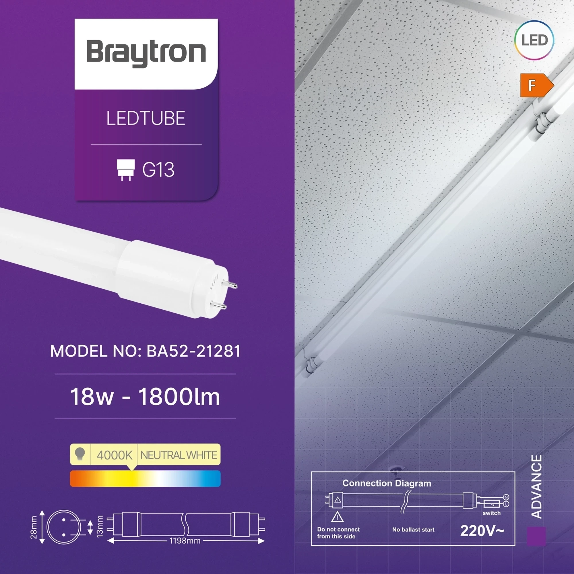 LED CEV T8 18W 120CM JEDNOSTRANA 4000K — slika 3