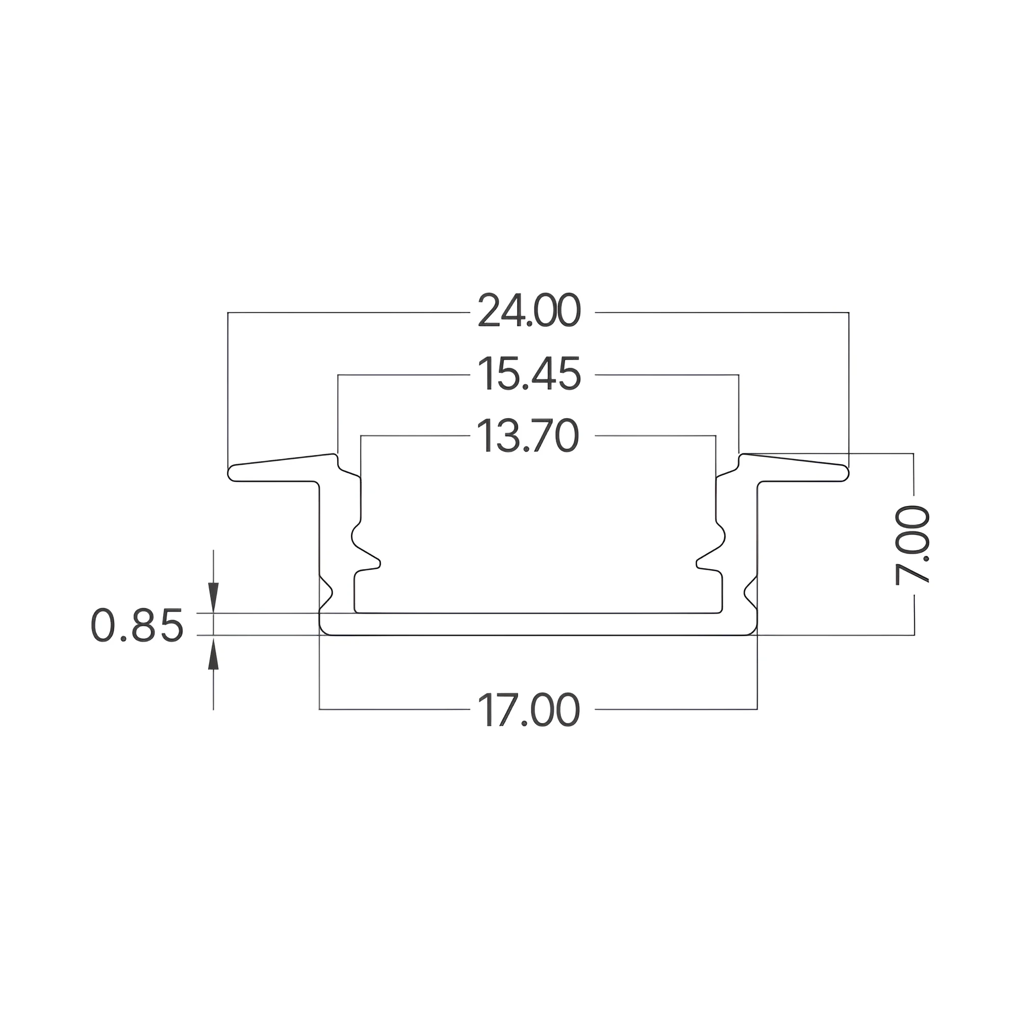 ALUMINIJUMSKI UGRADNI LED PROFIL RC1707 2M CRNI — slika 3