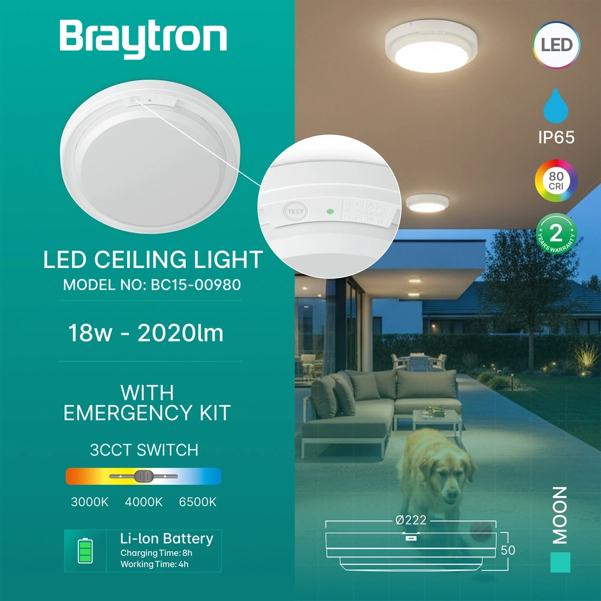 LED PLAFONJERA OKRUGLA 18W CCT KIT IP65 — slika 3