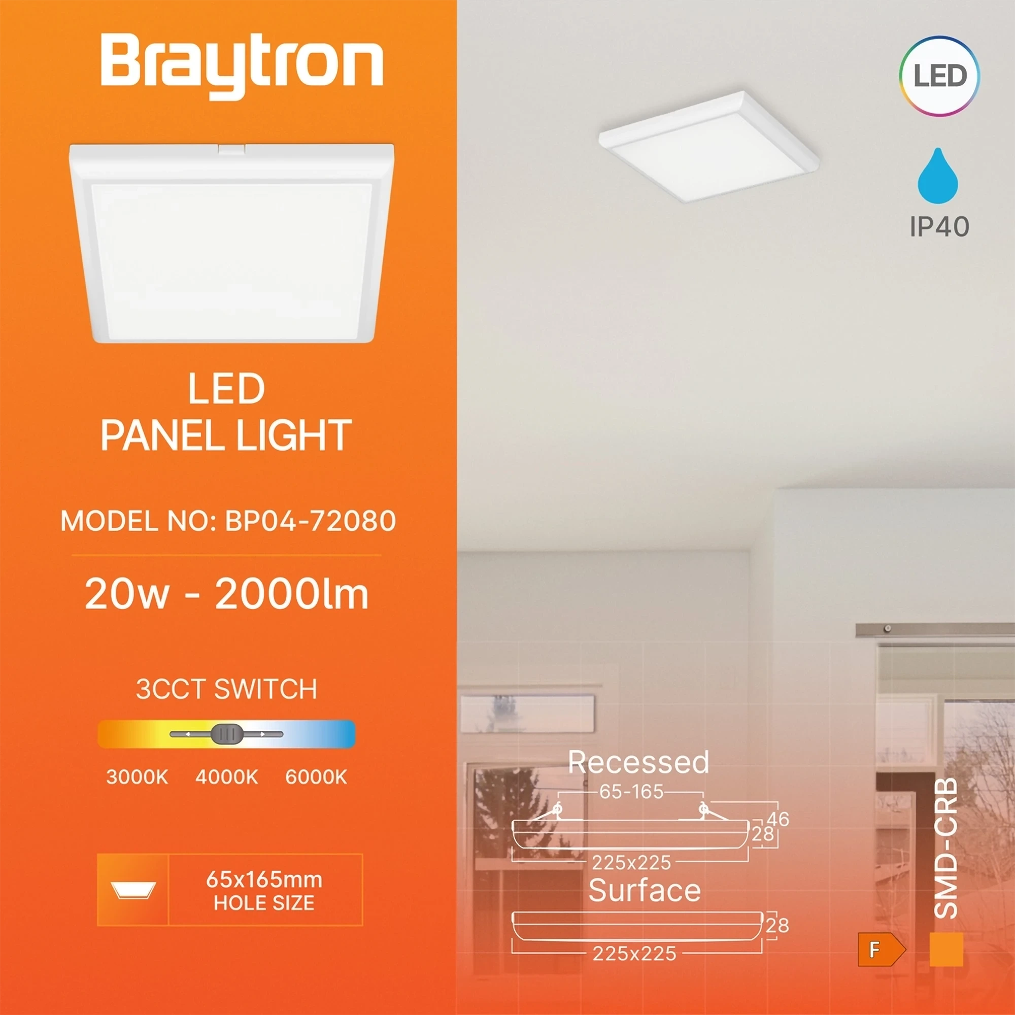 LED PANEL NADGRADNI KVADRATNI 20W BELI CCT — slika 3