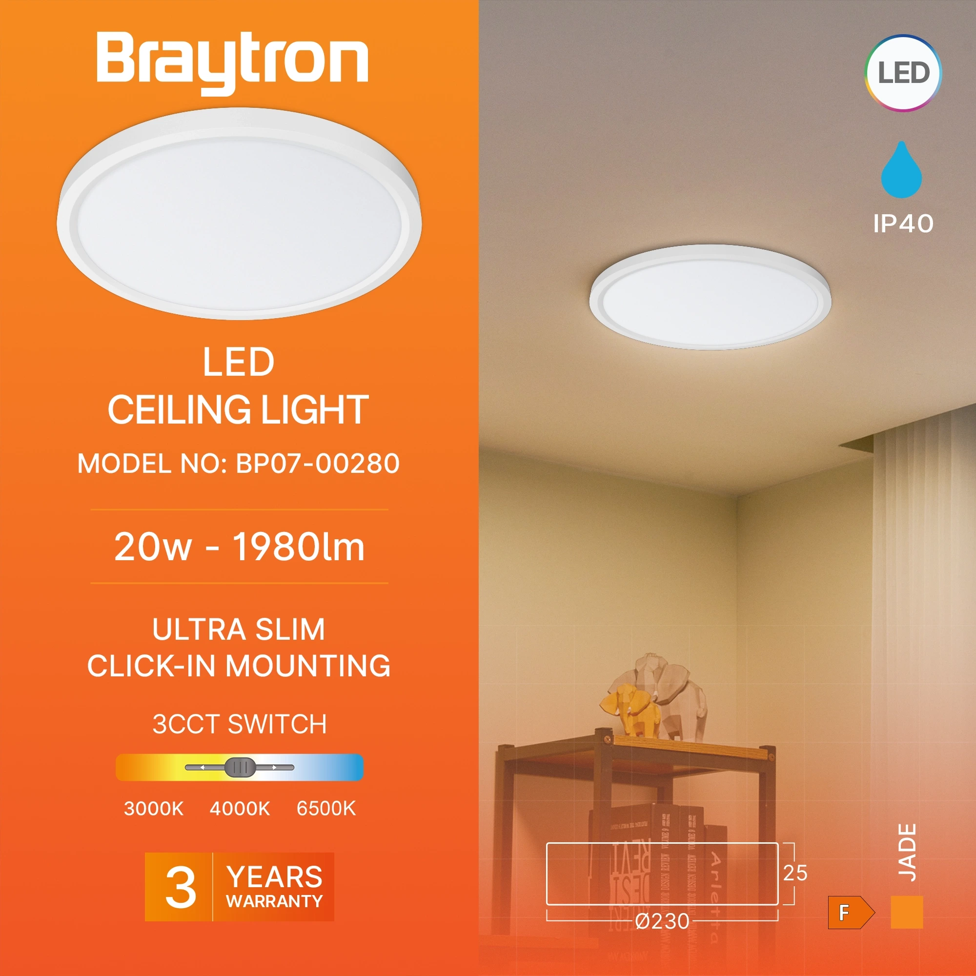 LED PLAFONJERA OKRUGLI 20W BELI CCT — slika 3