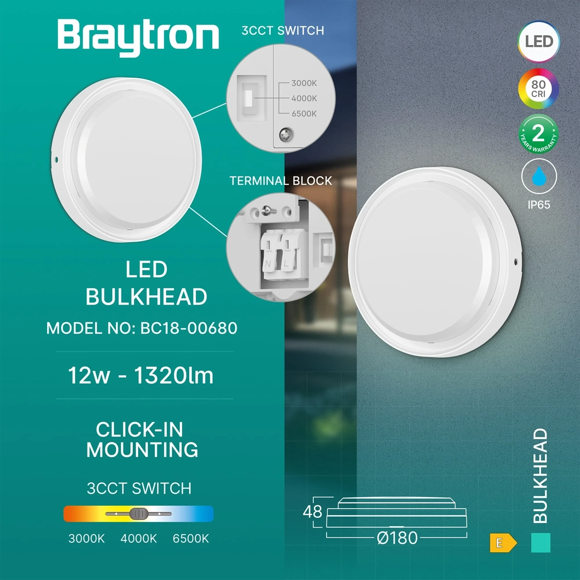 LED BRODSKA SVETILJKA OKRUGLA 12W BELA CCT IP65 — slika 3