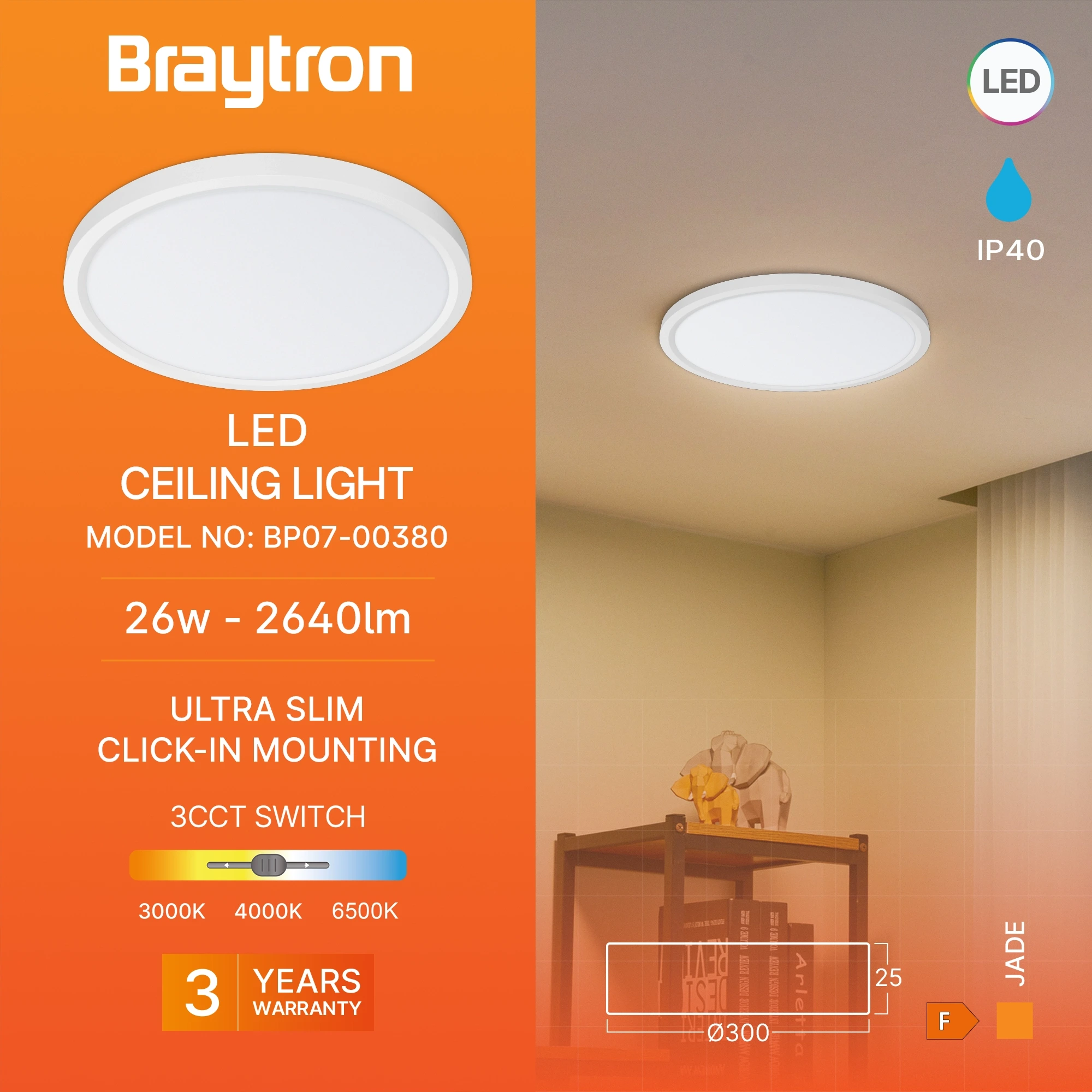 LED PLAFONJERA OKRUGLI 26W BELI CCT — slika 3
