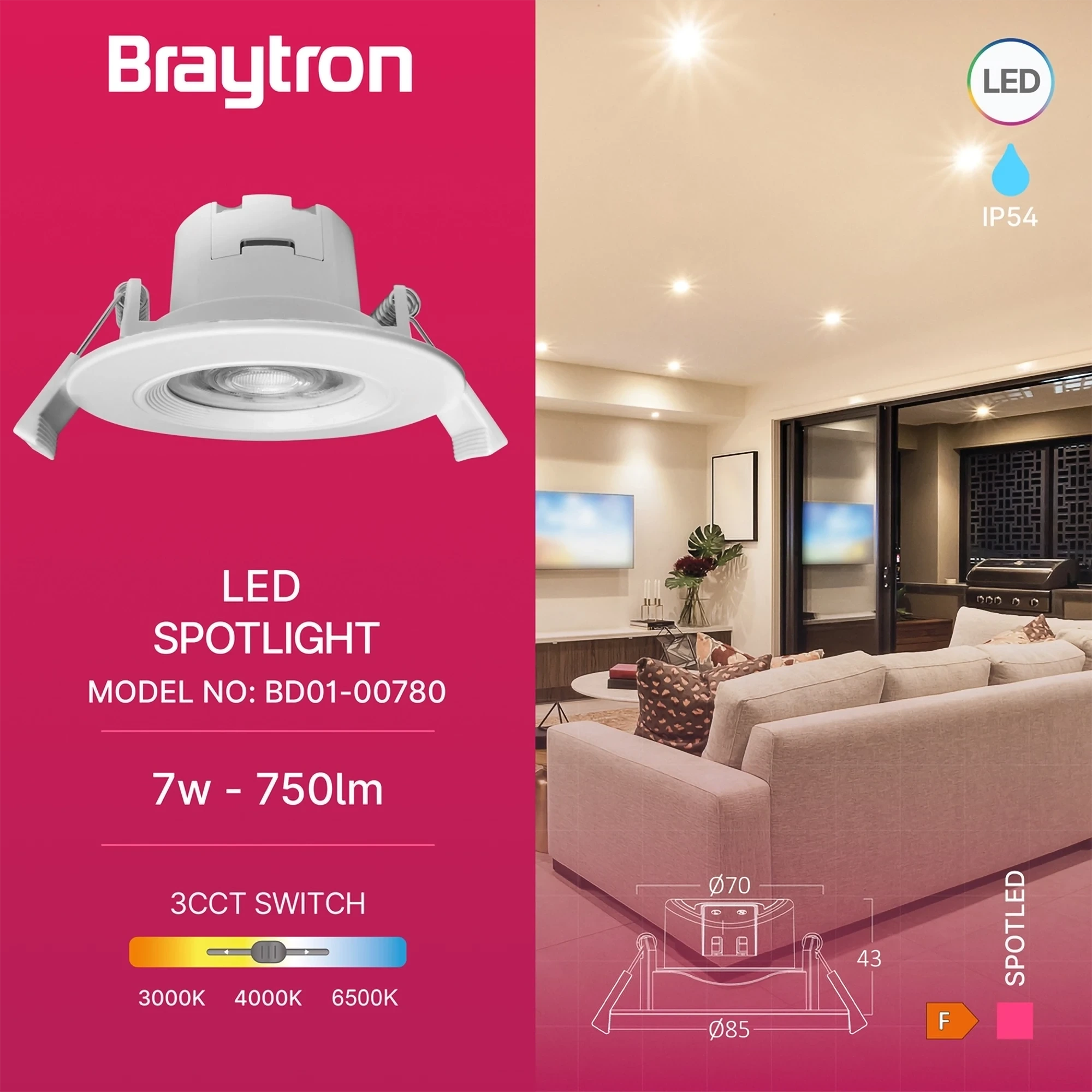 LED SPOT SVETILJKA OKRUGLA 7W BELA CCT IP54 — slika 3