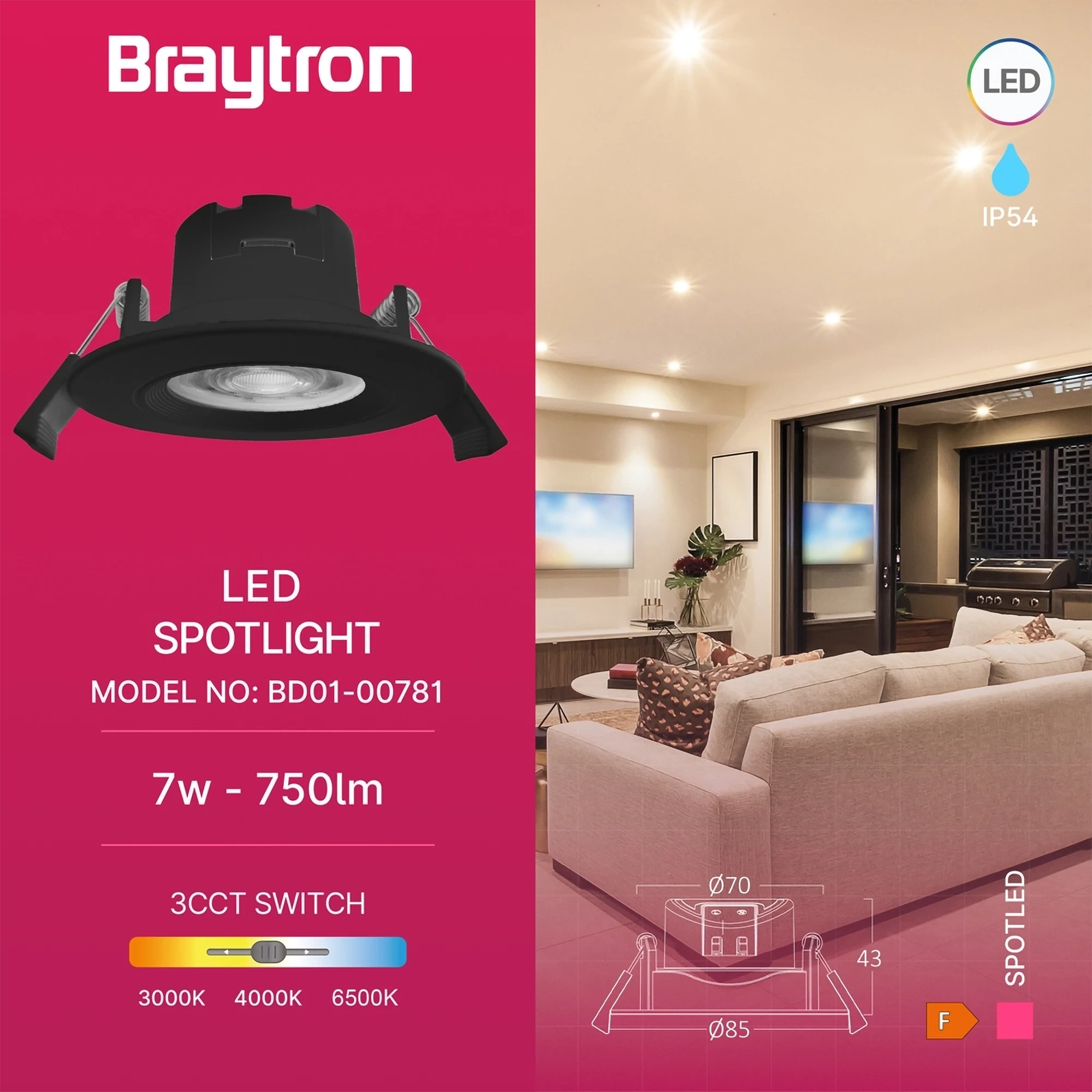 LED SPOT SVETILJKA OKRUGLA 7W CRNA CCT IP54 — slika 3