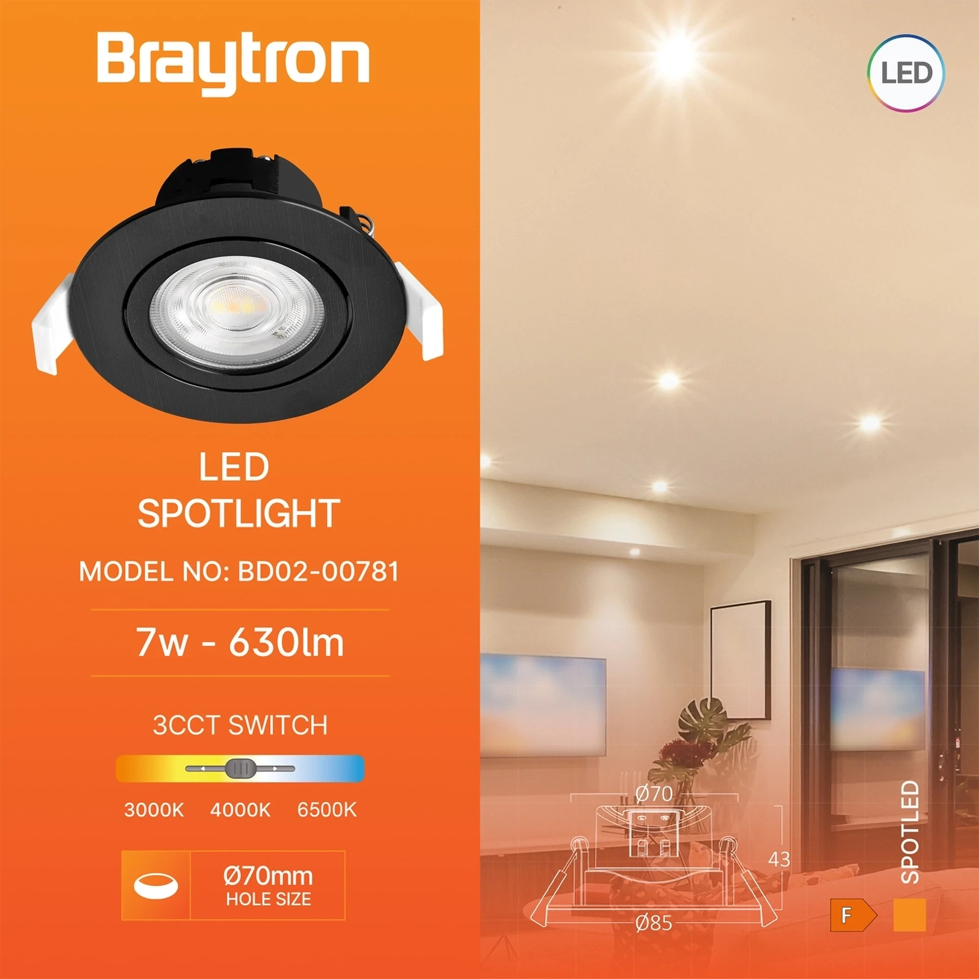 LED SPOT SVETILJKA OKRUGLA 7W CRNA CCT — slika 3