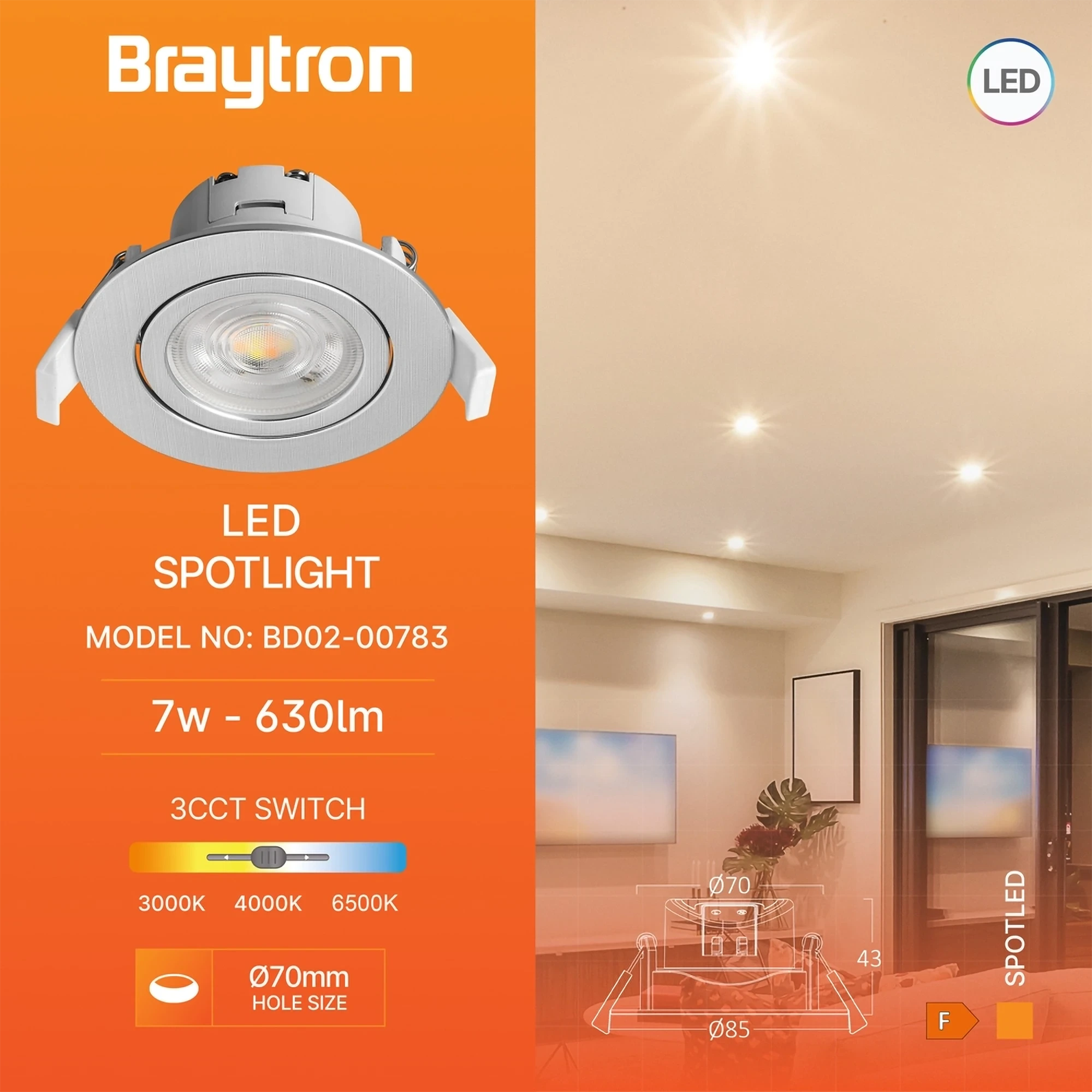 LED SPOT SVETILJKA OKRUGLA 7W SREBRNA CCT — slika 3