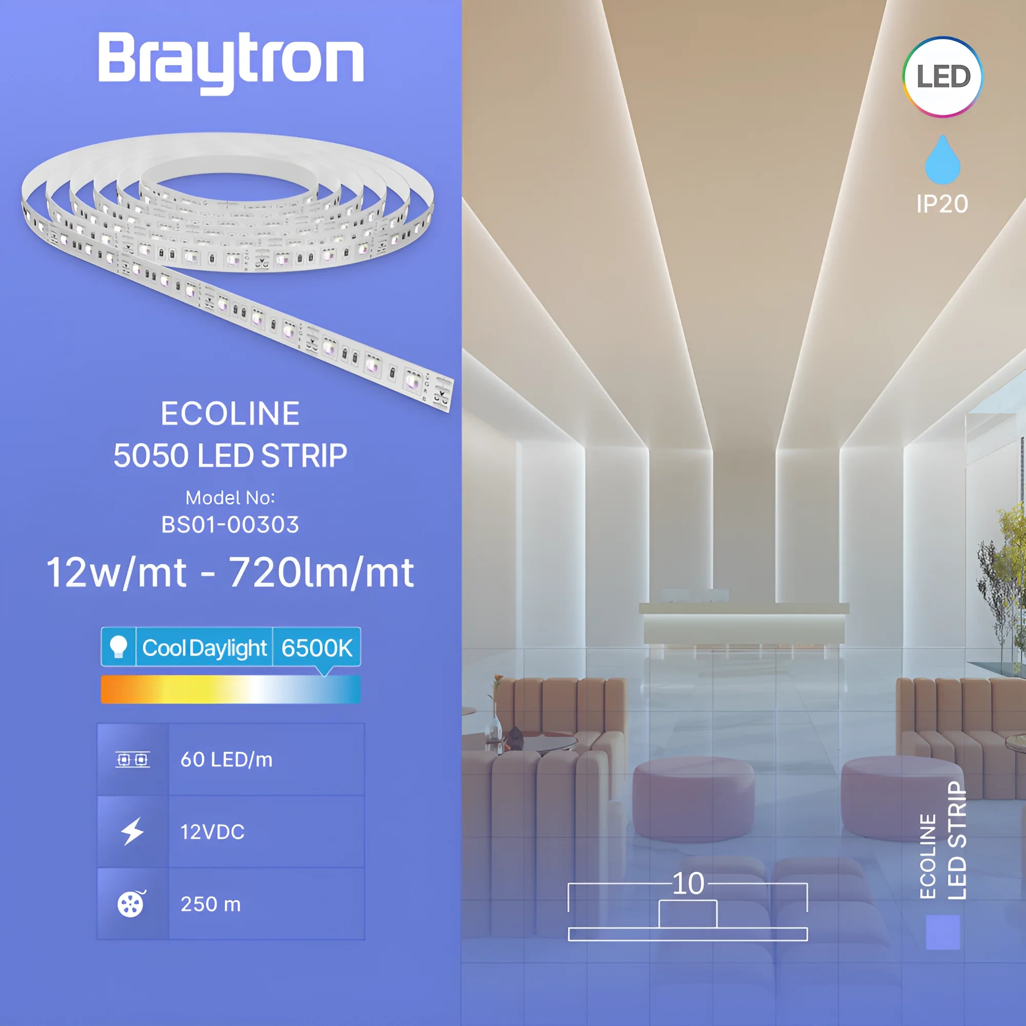 LED TRAKA 12W 60LED 5050 6500K 12V IP20 5m — slika 3