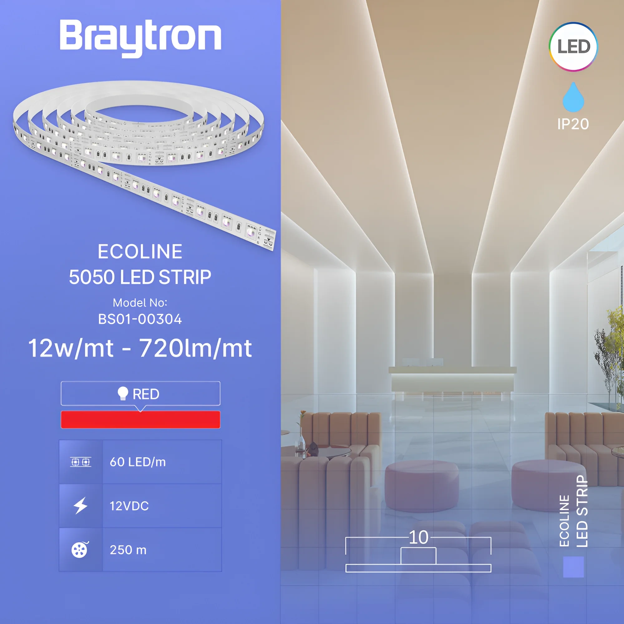 LED TRAKA 12W 60LED 5050 CRVENA 12V IP20 5m — slika 3