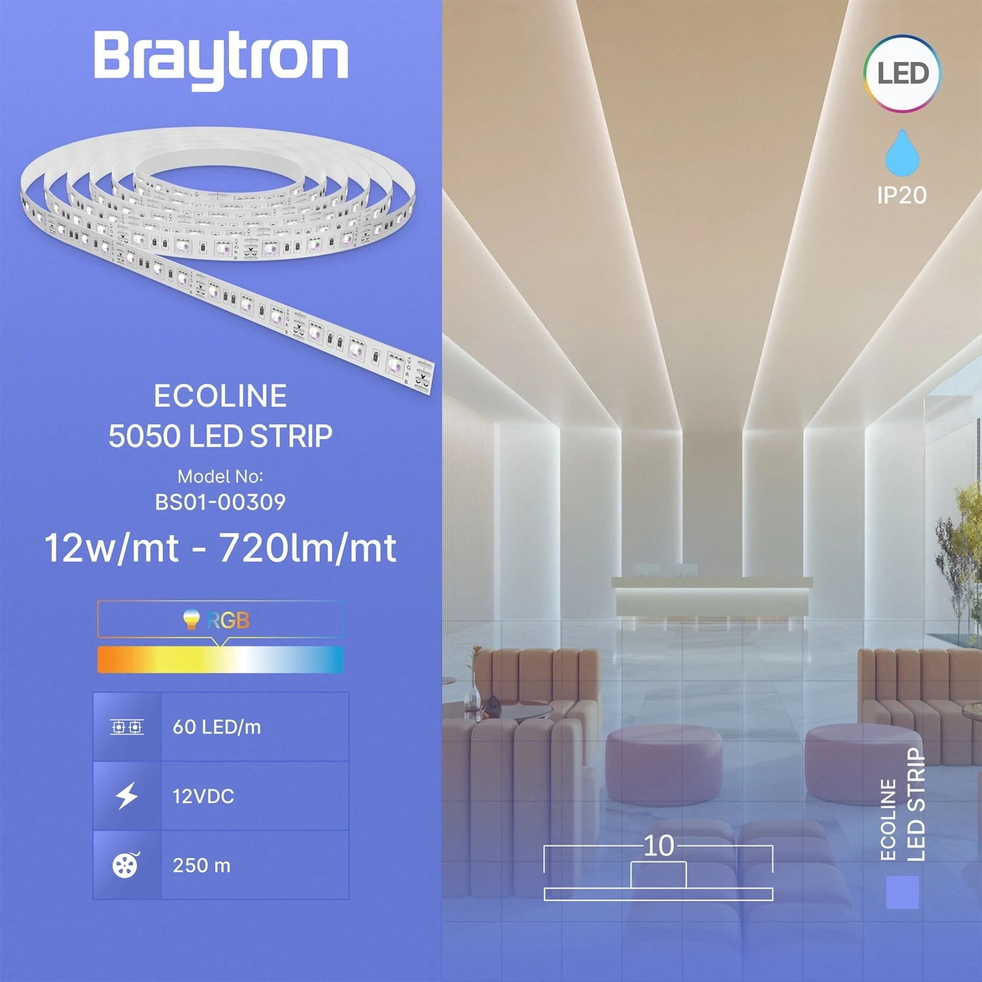 LED TRAKA 12W 60LED 5050 RGB 12V IP20 5m — slika 3