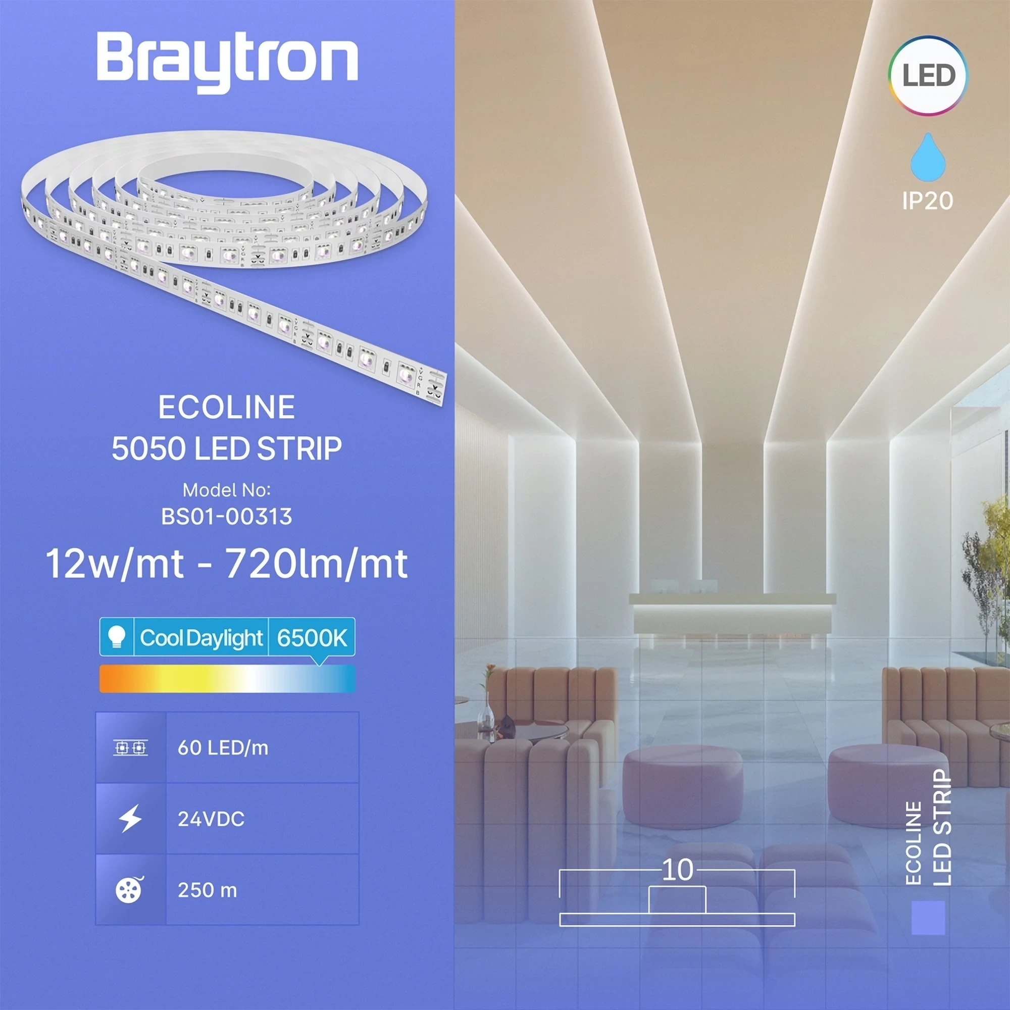 LED TRAKA 12W 60LED 5050 6500K 24V IP20 5m — slika 3