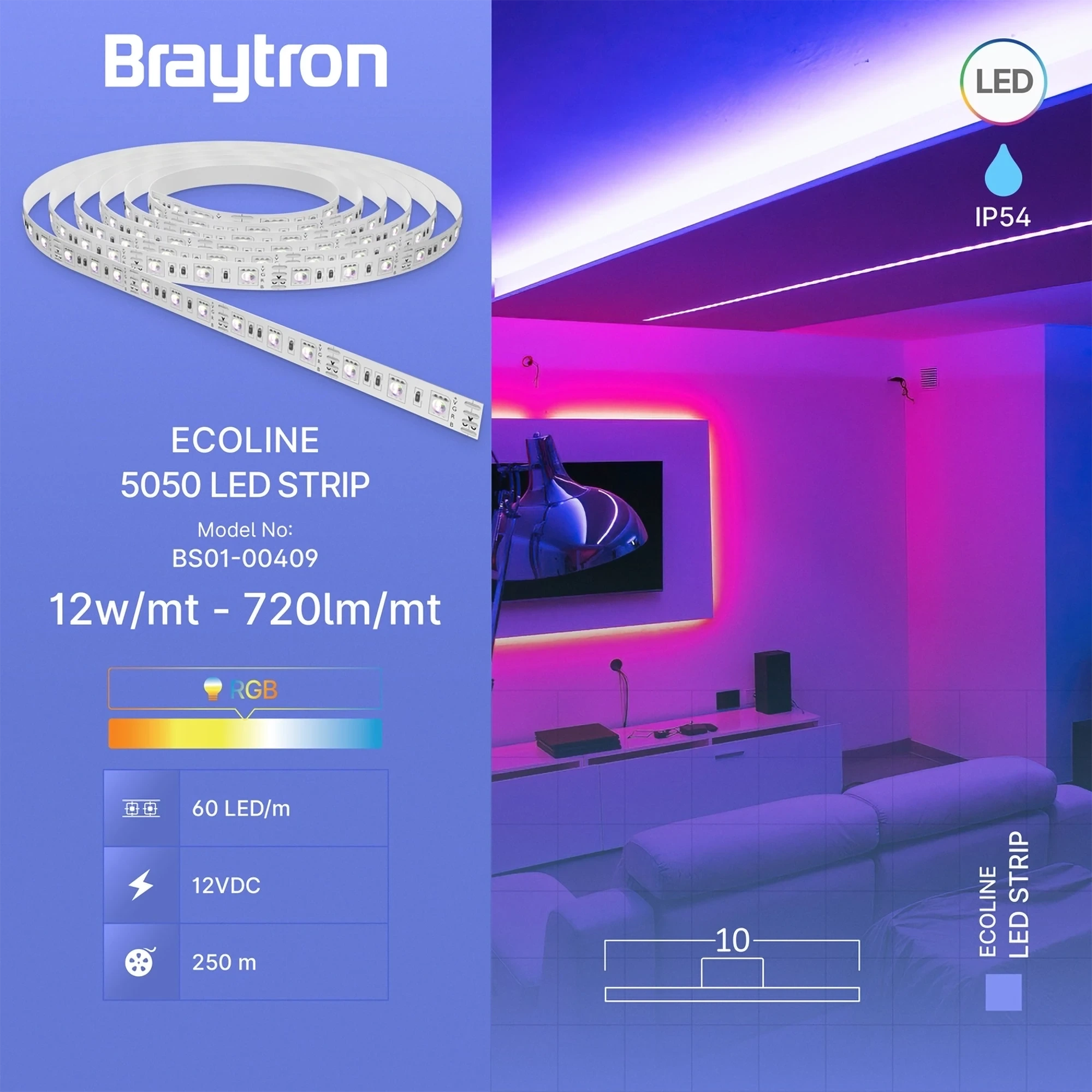 LED TRAKA 12W 60LED 5050 RGB 12V IP54 5m — slika 3