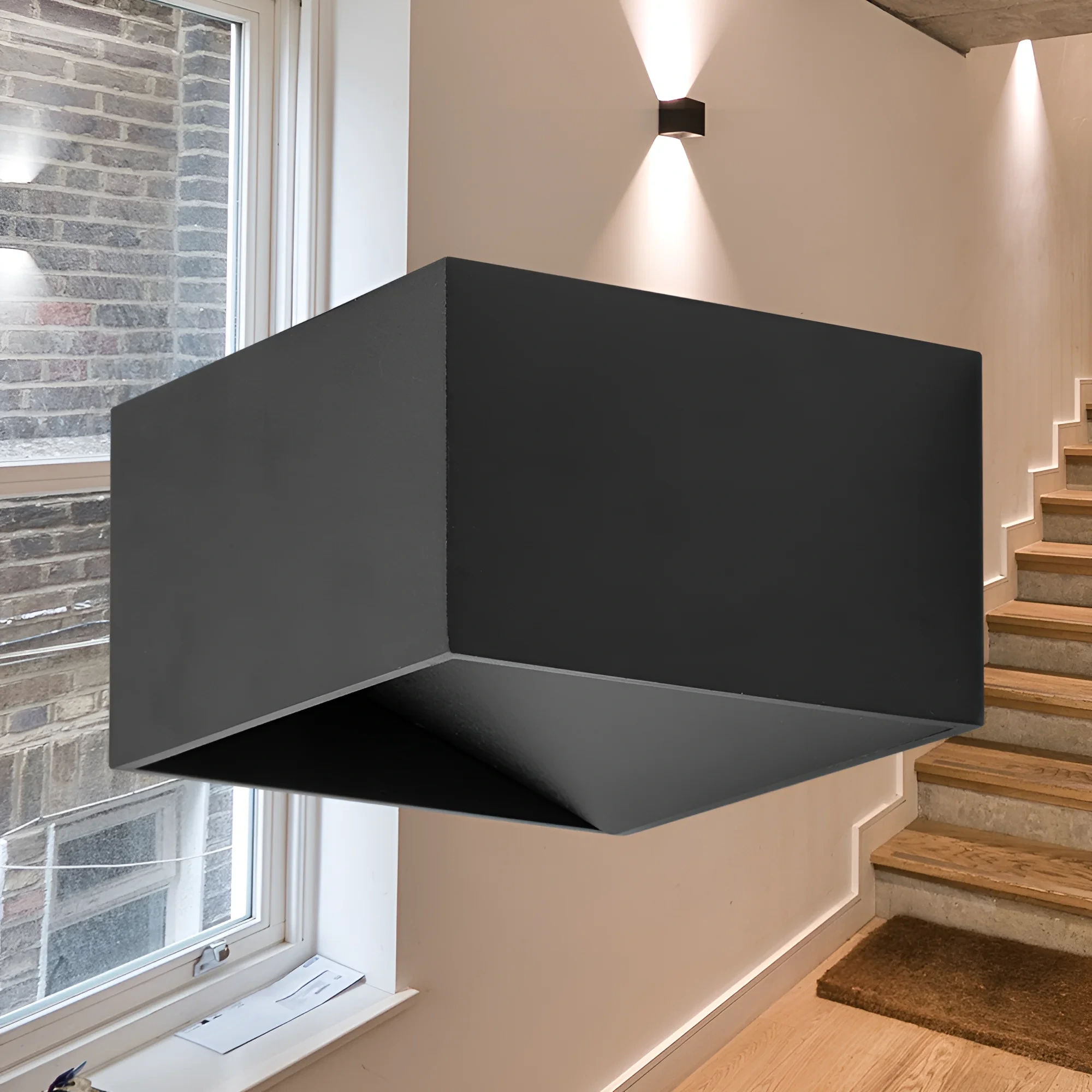 LED STEPENISNA SVETILJKA KVADRATNA 8W CRNI 3000K — slika 2