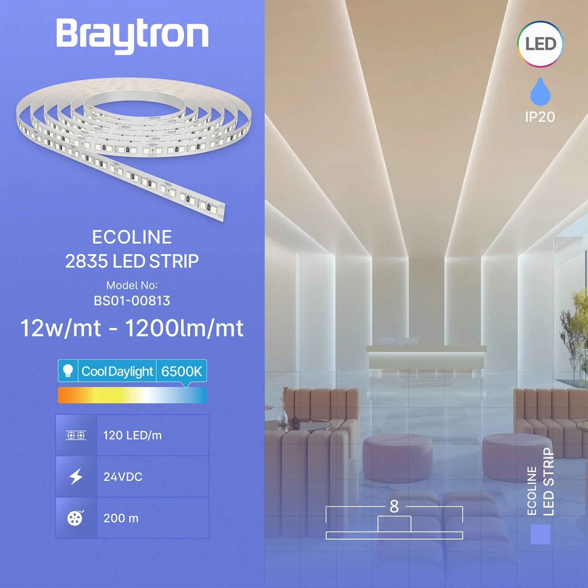 LED TRAKA 12W 120LED 2835 6500K 24V IP20 10m — slika 3
