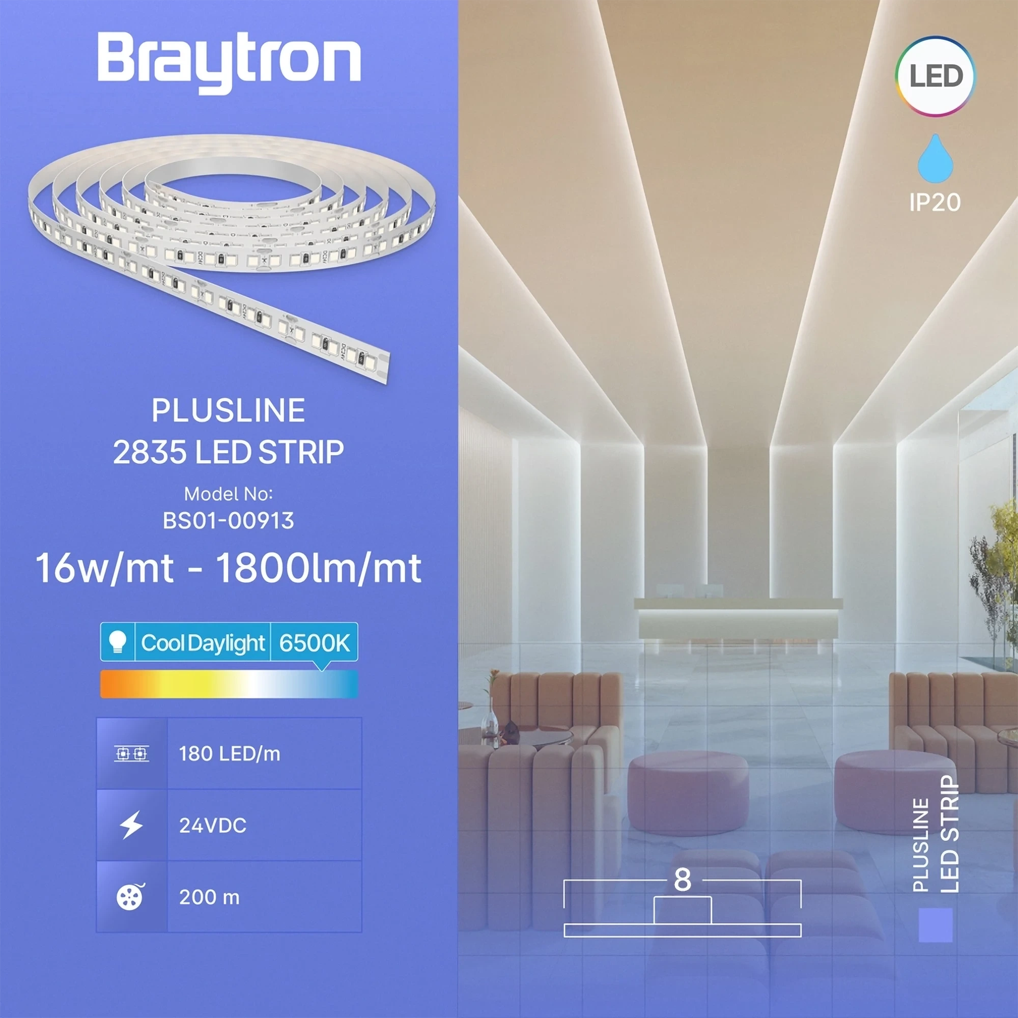 LED TRAKA 16W 180LED 2835 6500K 24V IP20 20m — slika 3