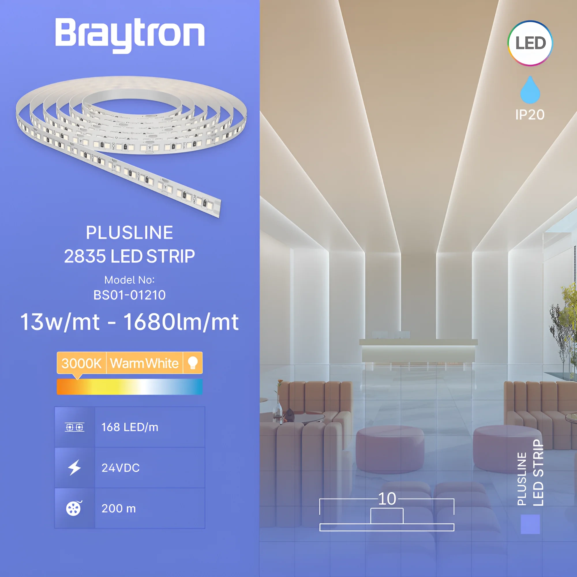LED TRAKA 13W 168LED 2835 3000K 24V IP20 5m — slika 3