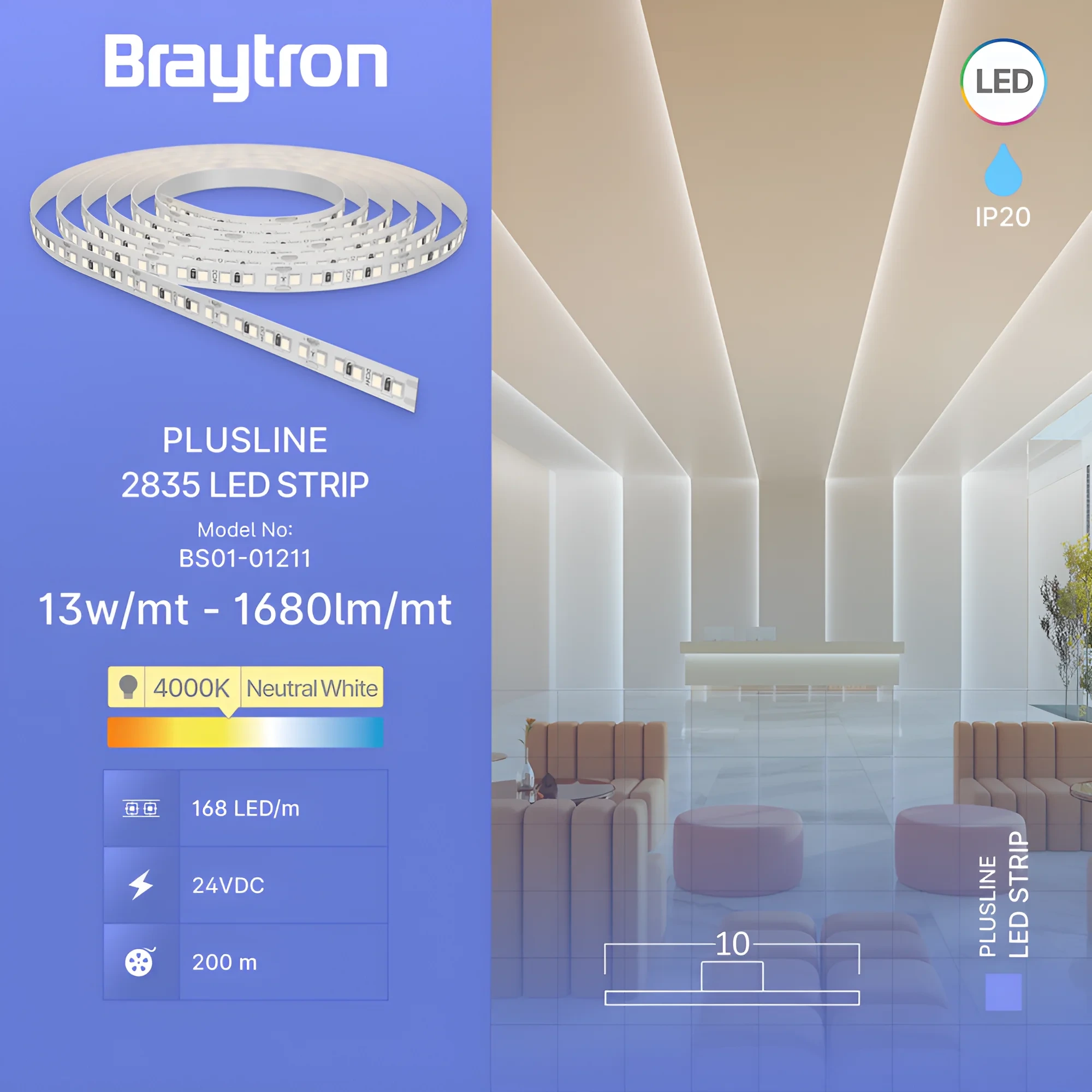 LED TRAKA 13W 168LED 2835 4000K 24V IP20 5m — slika 3