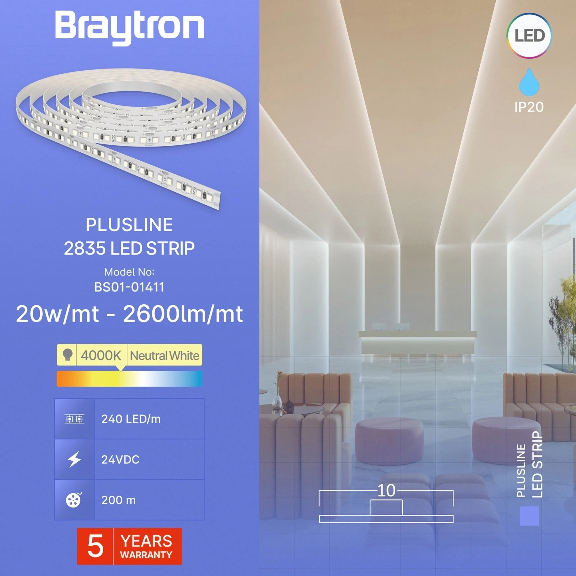 LED TRAKA 20W 240LED 2835 4000K 24V IP20 10m — slika 3