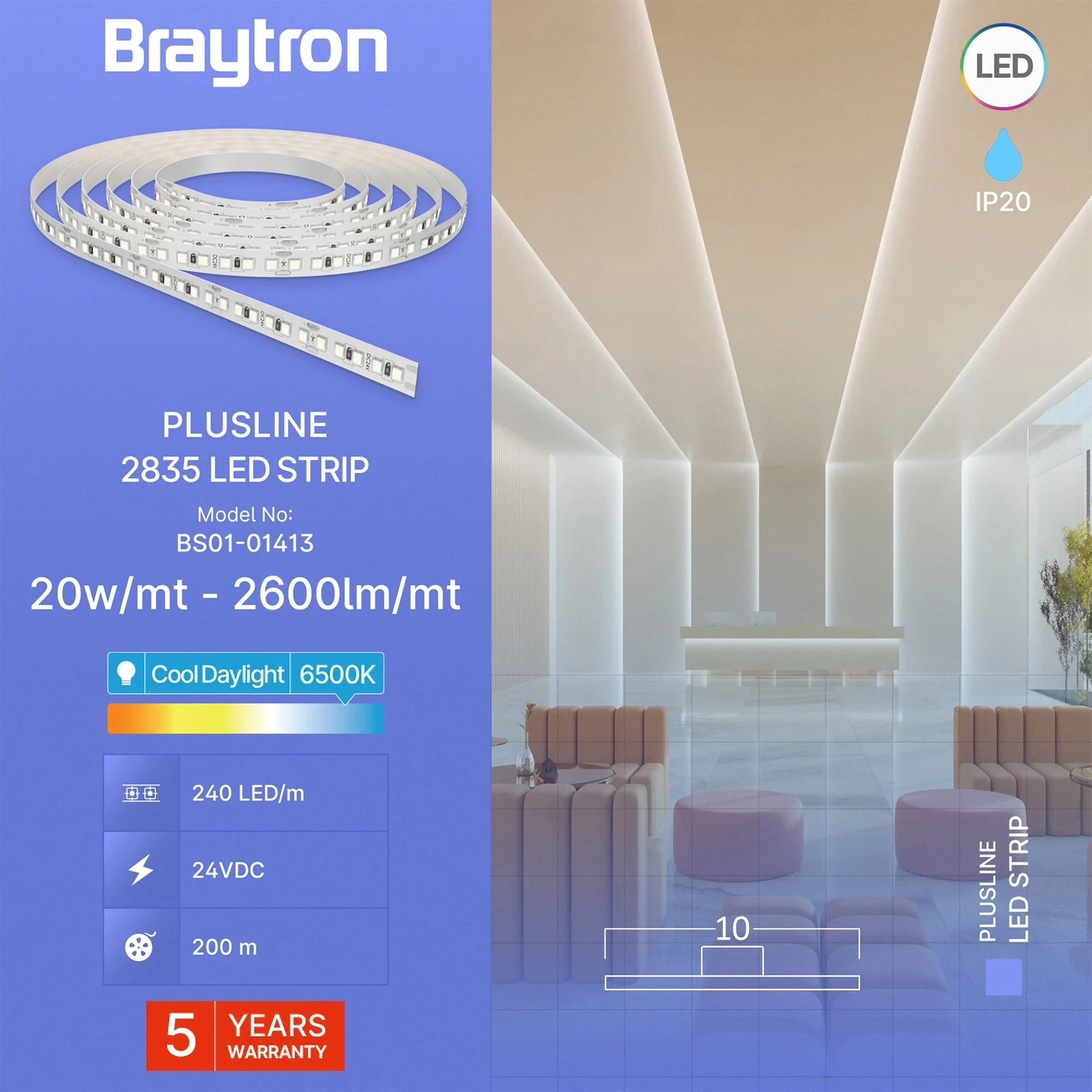 LED TRAKA 20W 240LED 2835 6500K 24V IP20 10m — slika 3