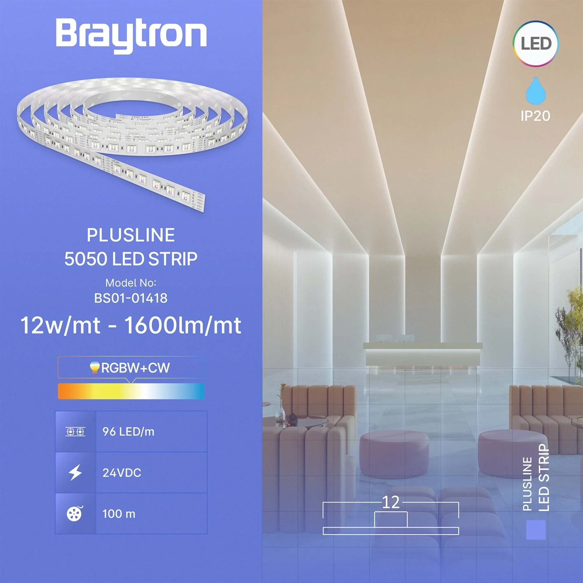 LED TRAKA 12W 96LED 5050 RGBW 24V IP20 20m — slika 3