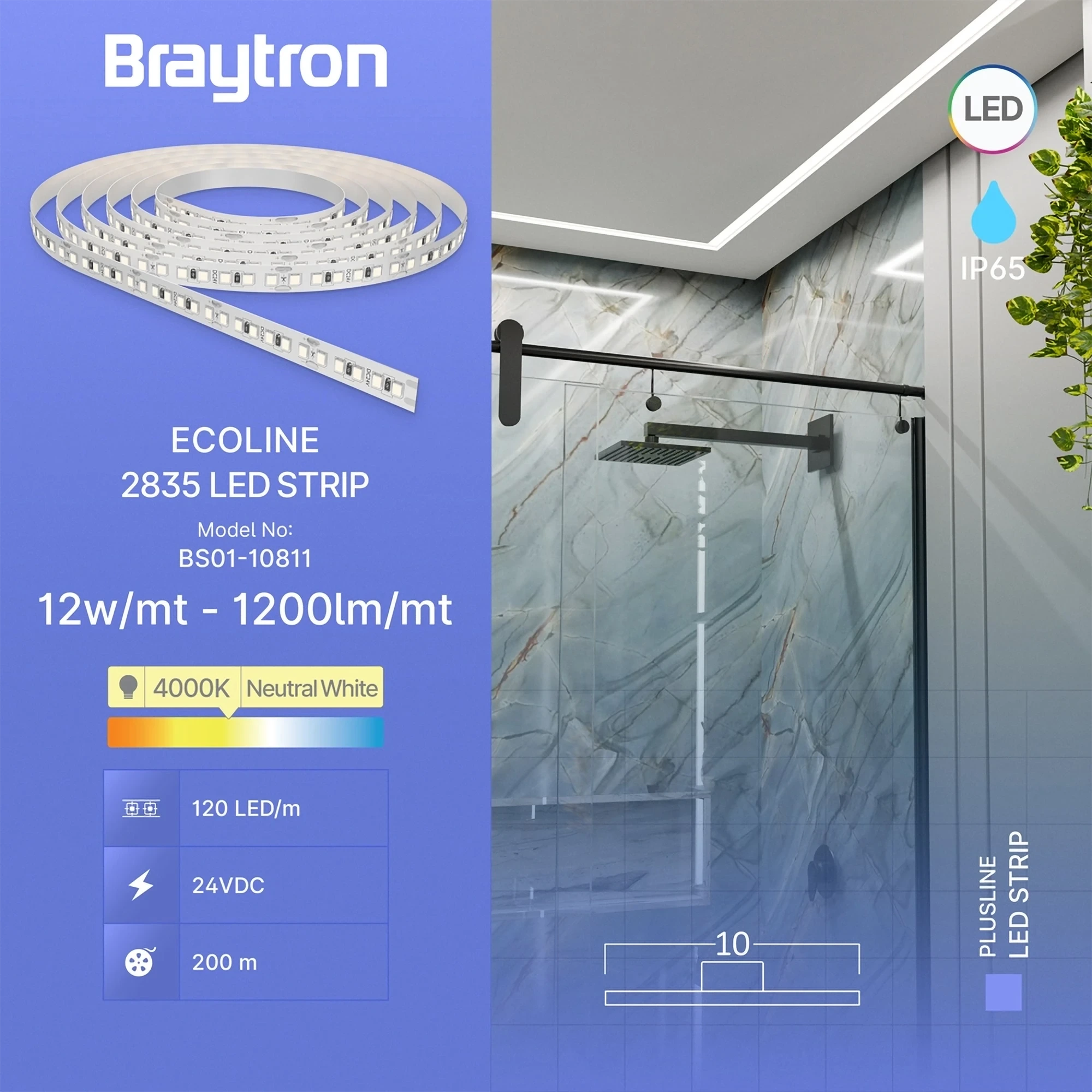 LED TRAKA 12W 120LED 2835 4000K 24V IP65 5m — slika 3