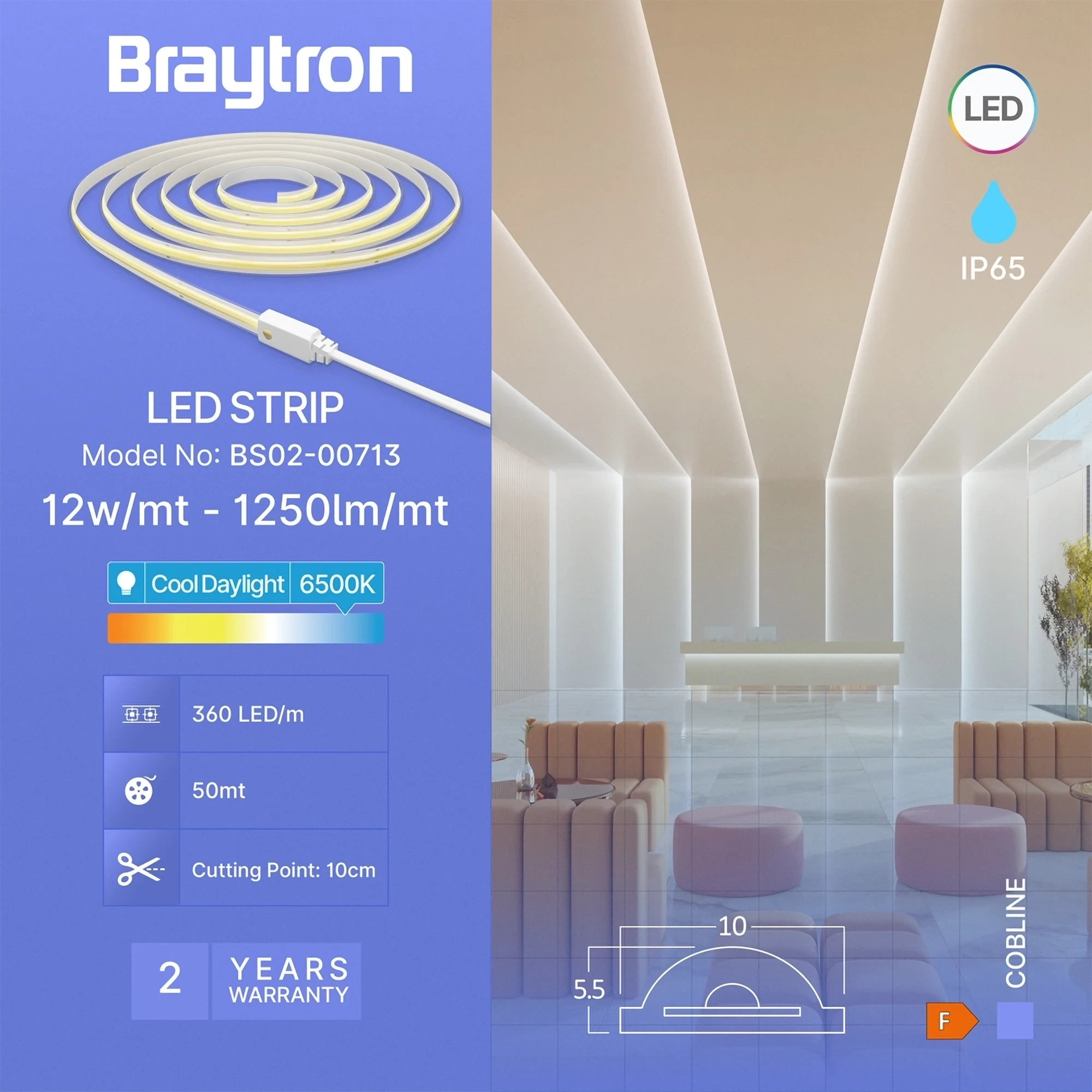 LED COB TRAKA 220V 12W 360LED 6500K IP65 50m — slika 3