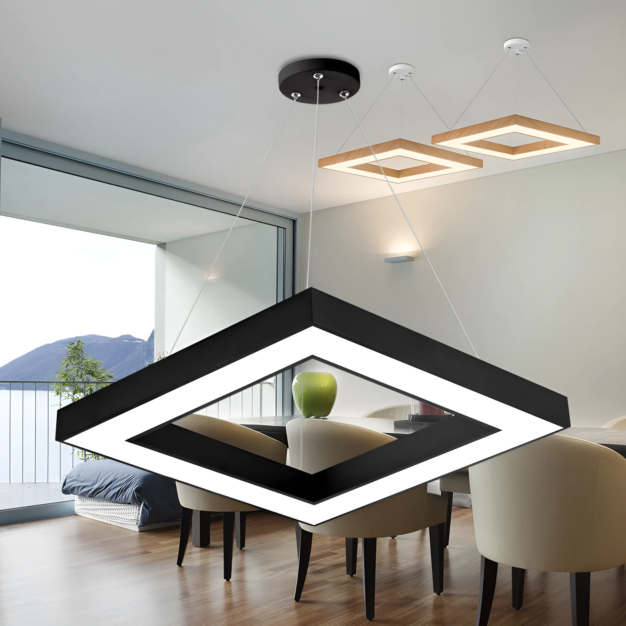 LED VISILICA KVADRATNA 45W CRNI CCT SA DALJINSKIM — slika 2