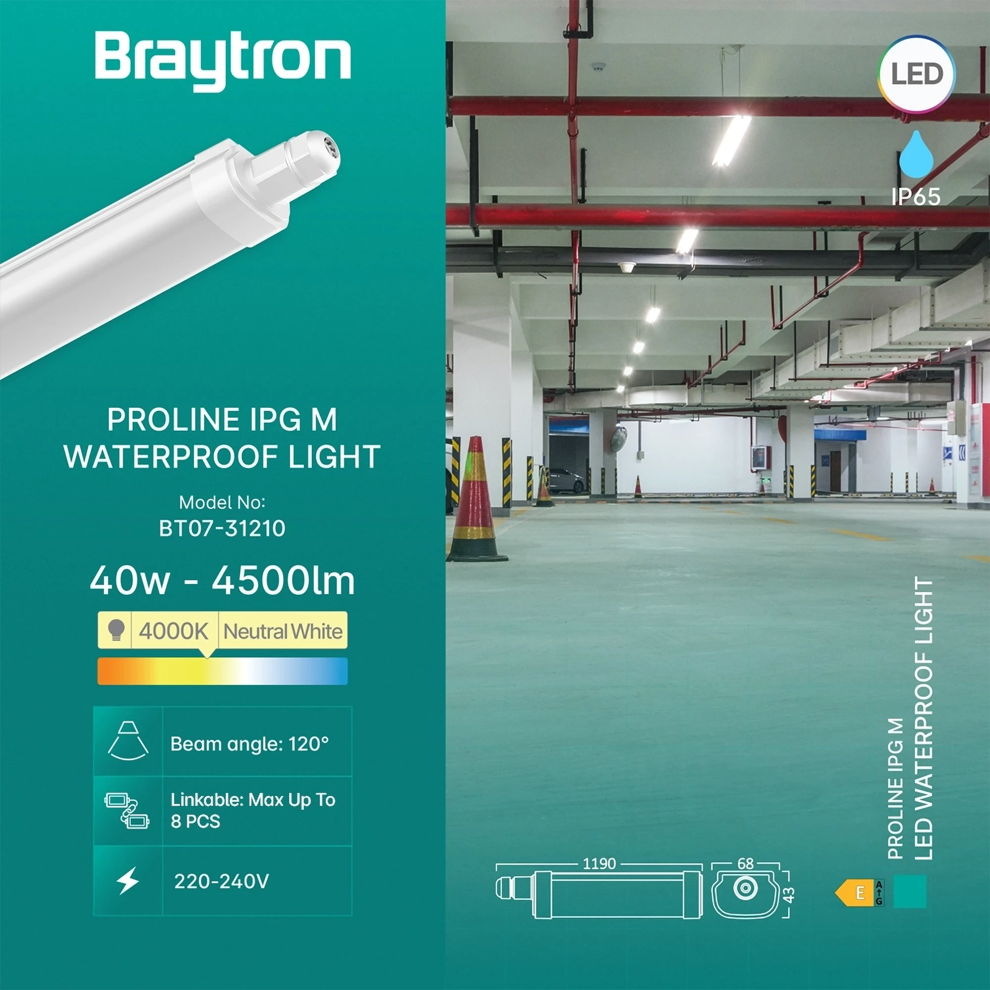 LED VODOOTPORNA SVETILJKA M 40W 4000K IP65 — slika 3