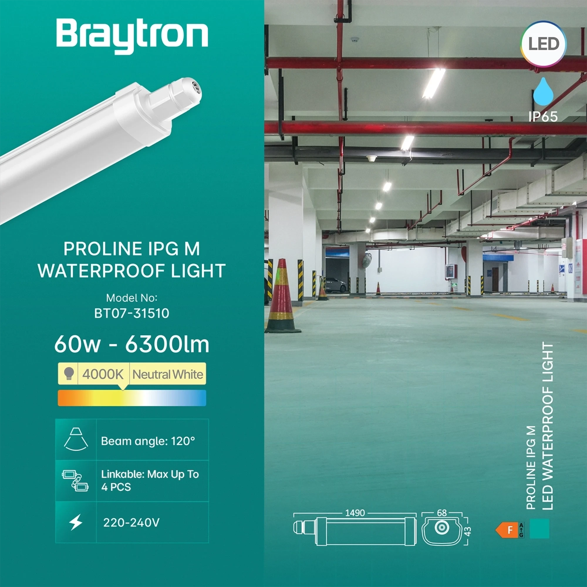LED VODOOTPORNA SVETILJKA M 60W 4000K IP65 — slika 3