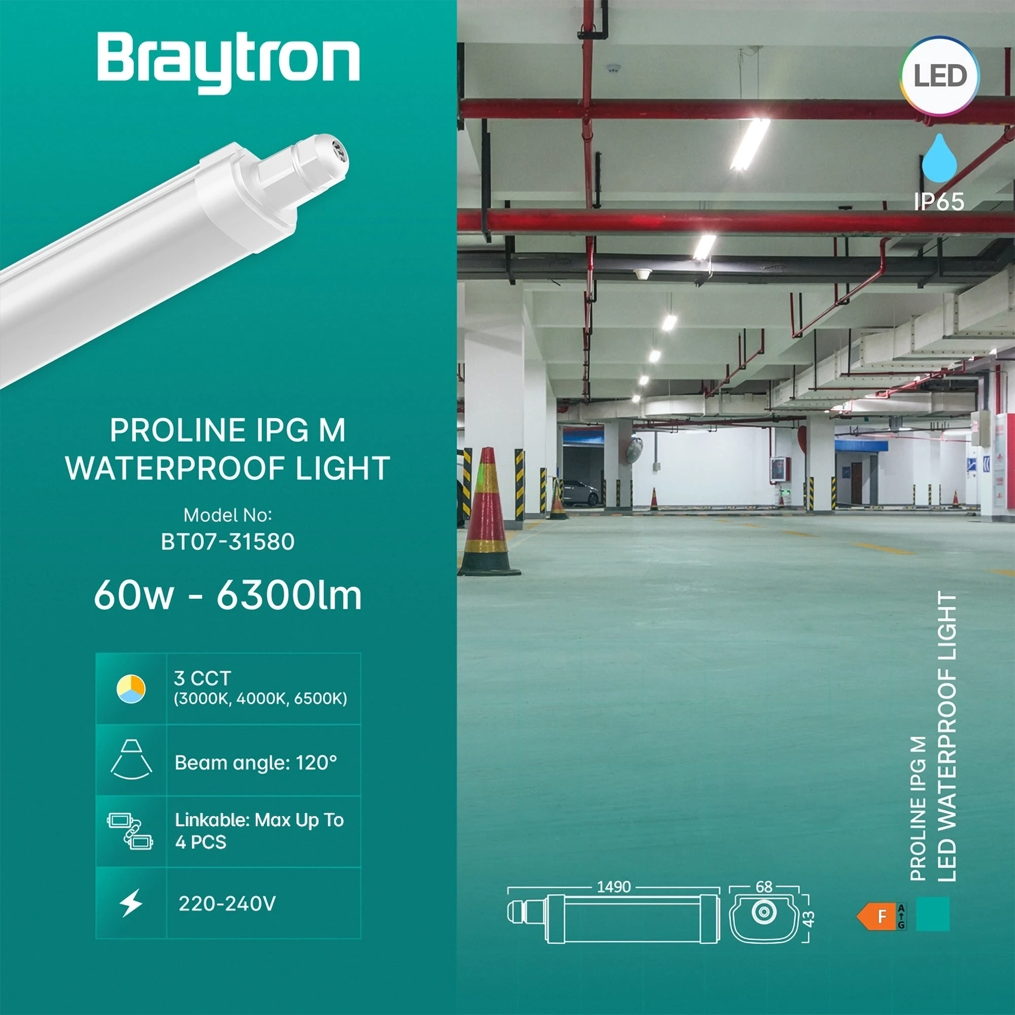 LED VODOOTPORNA SVETILJKA M 60W CCT IP65 — slika 3