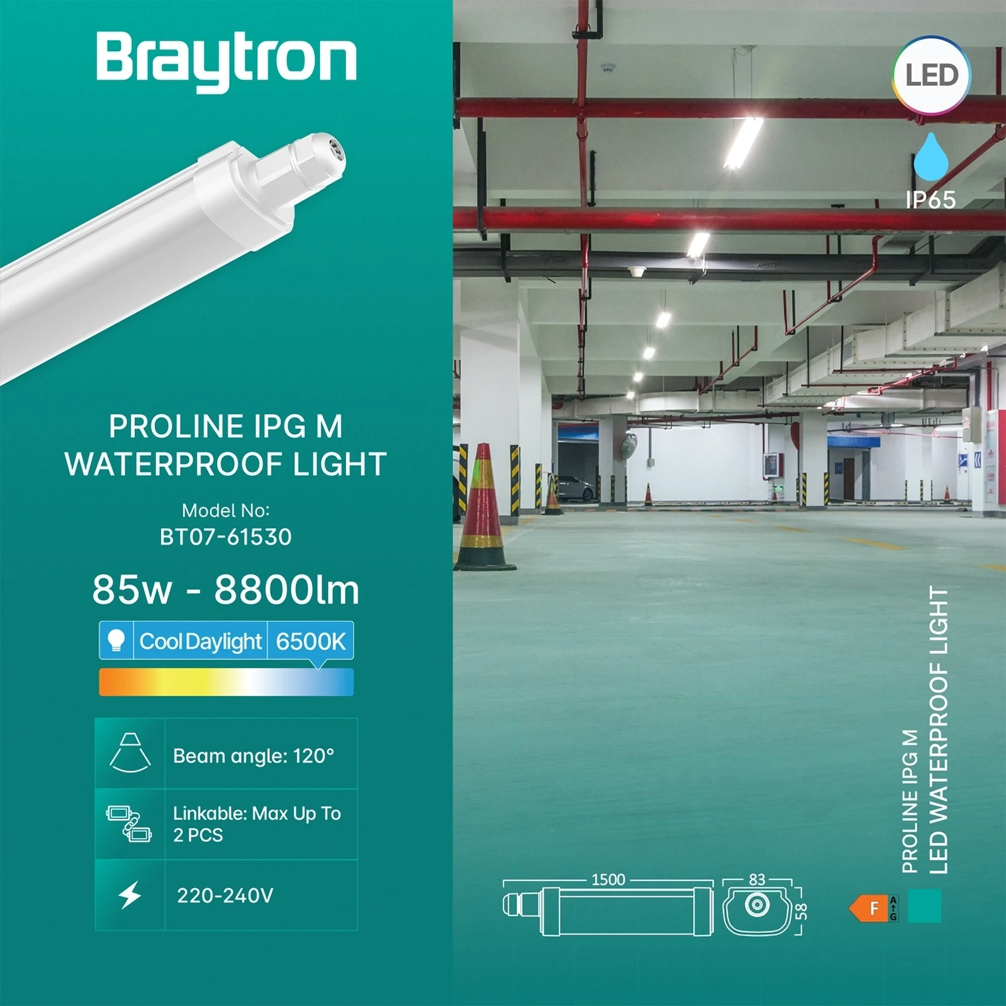 LED VODOOTPORNA SVETILJKA L 85W 6500K IP65 — slika 3