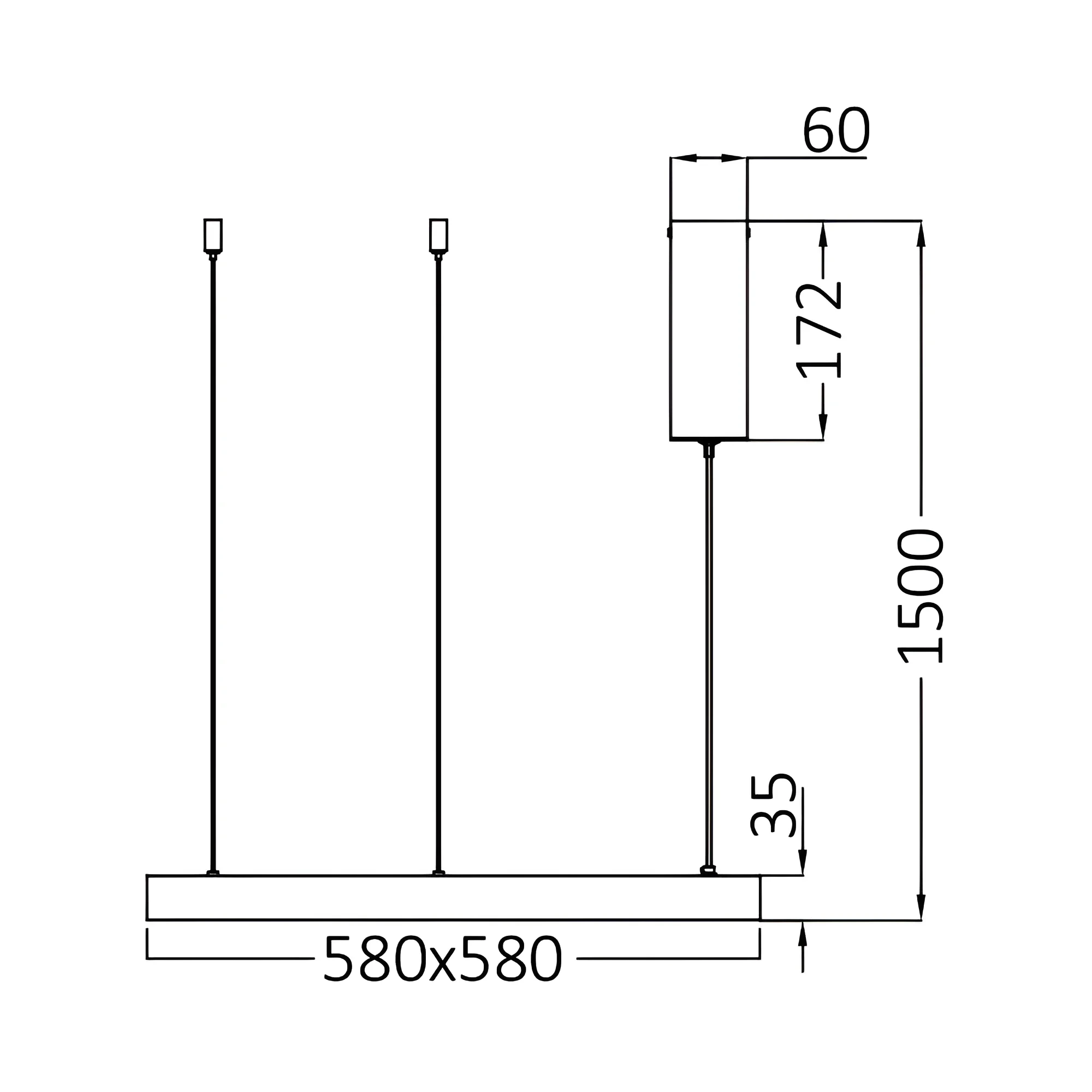 LED VISILICA KVADRATNA 46W CRNI CCT IP20 — slika 4