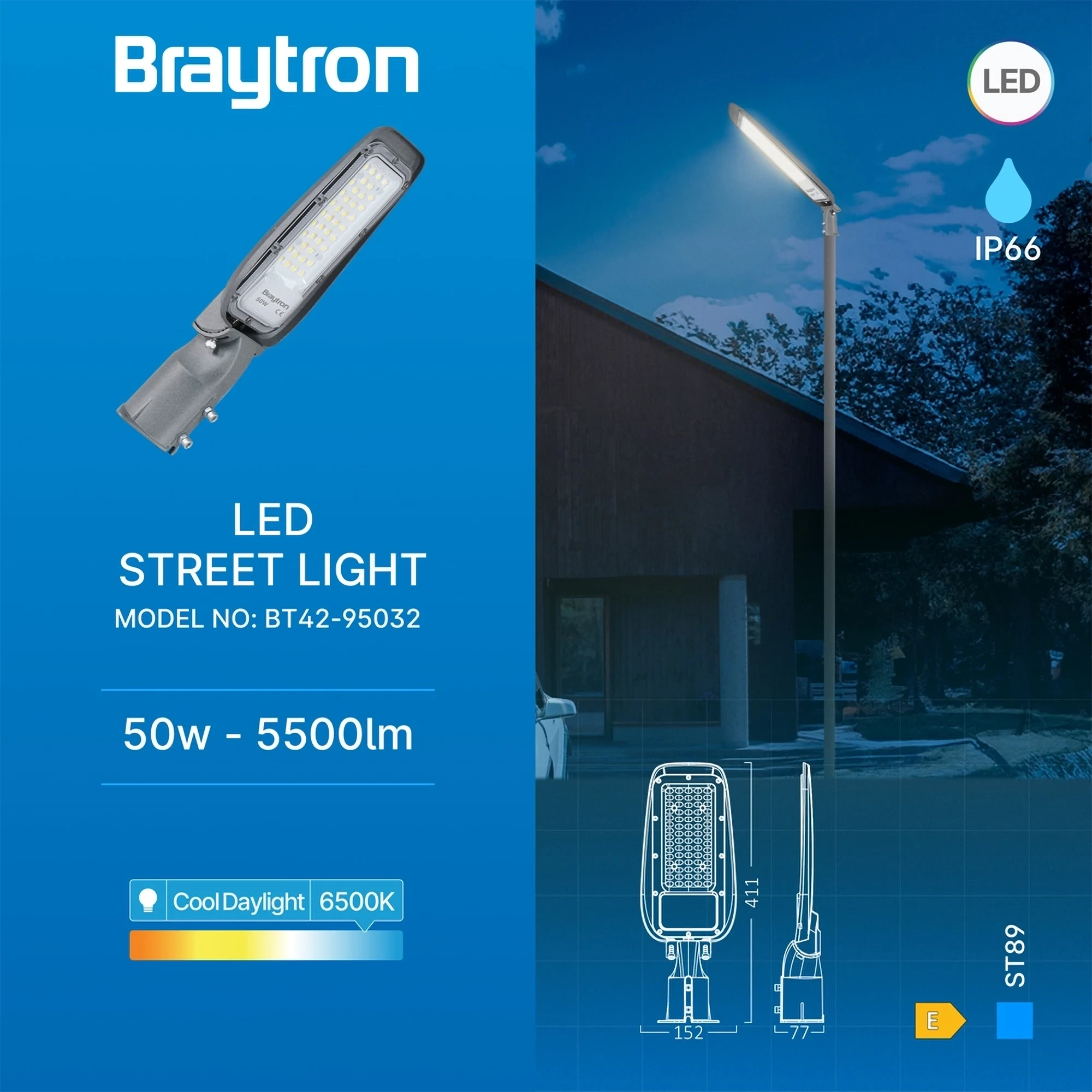 LED ULICNA SVETILJKA 50W SIVA 6500K IP66 — slika 3
