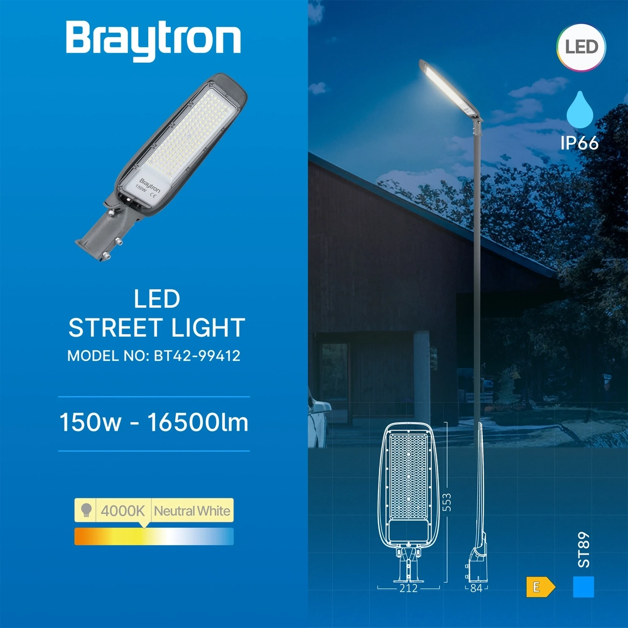 LED ULICNA SVETILJKA 150W SIVA 4000K IP66 — slika 3