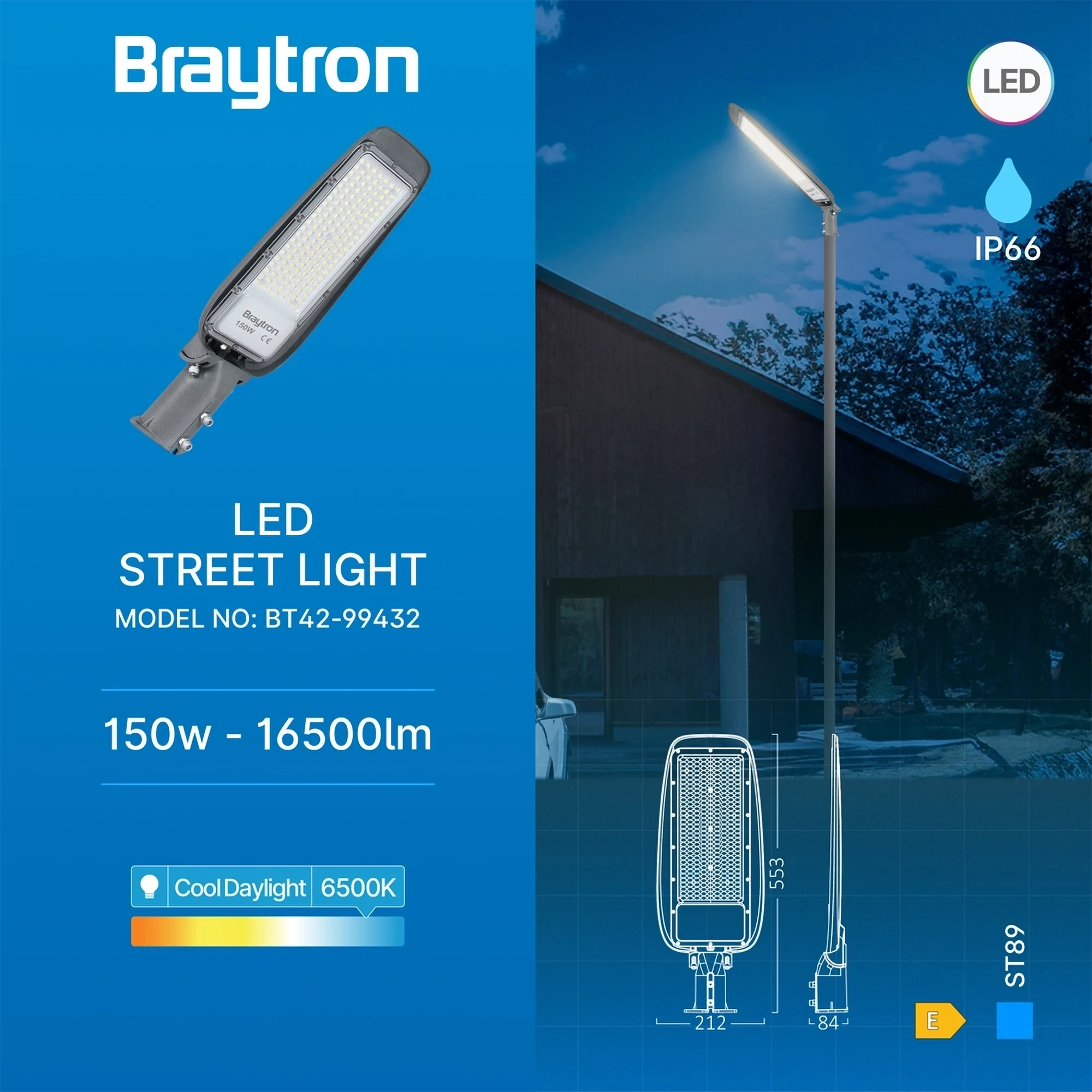 LED ULICNA SVETILJKA 150W SIVA 6500K IP66 — slika 3