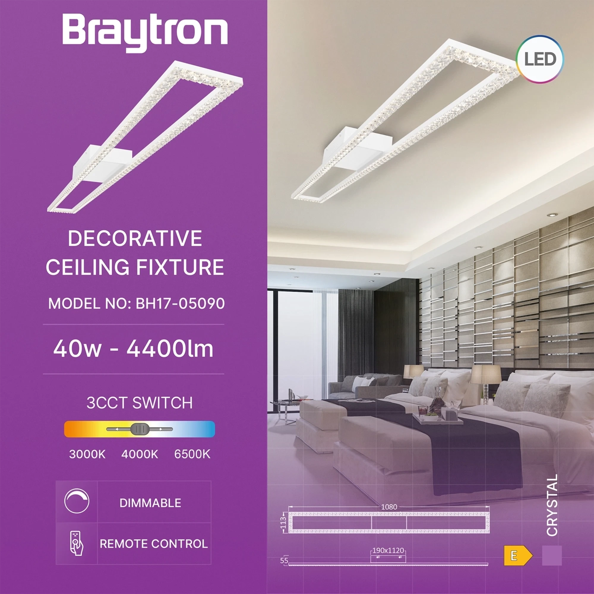 LED PLAFONJERA 40W BELI CCT — slika 3