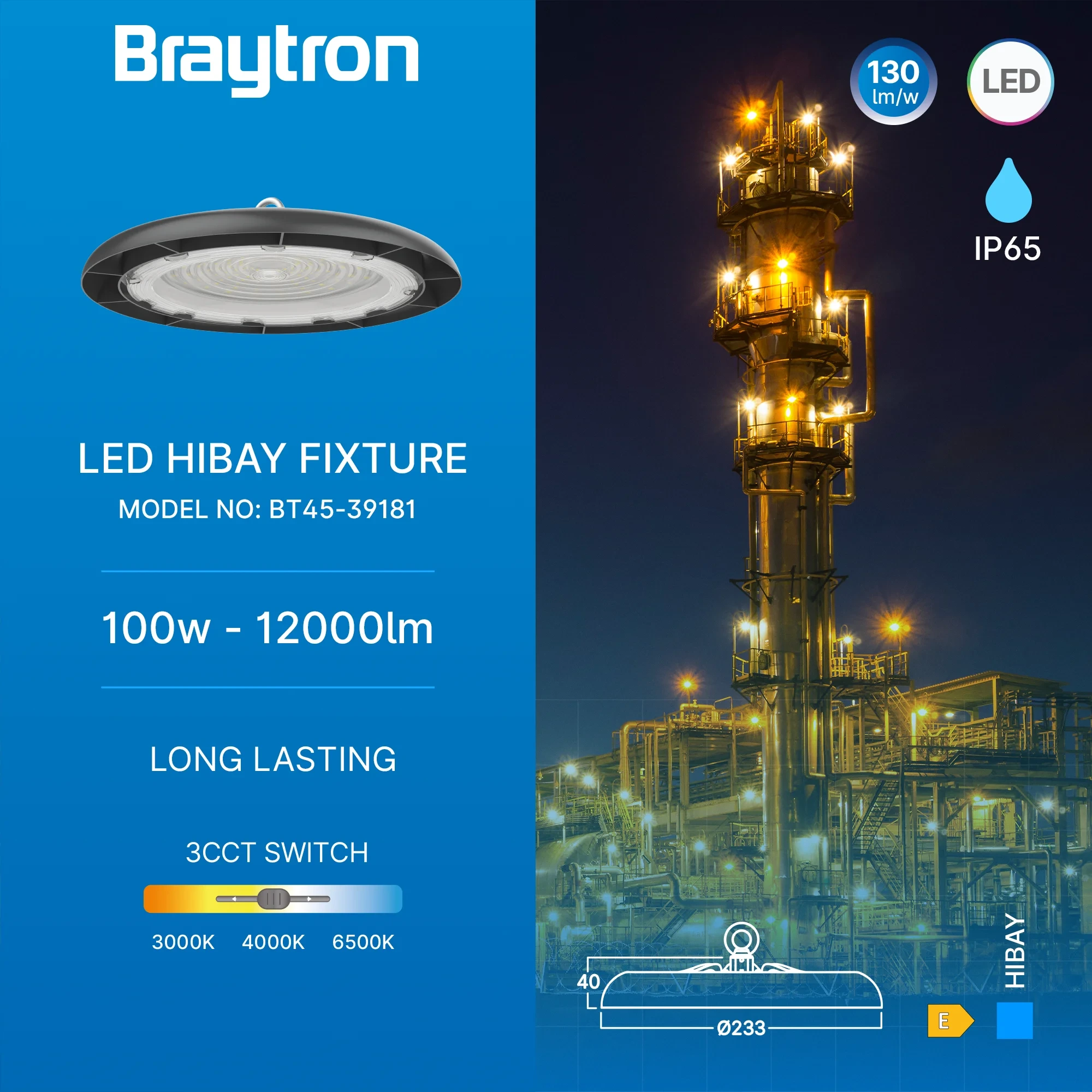 LED INDUSTRIJSKO ZVONO 100W CRNI CCT IP65 — slika 3