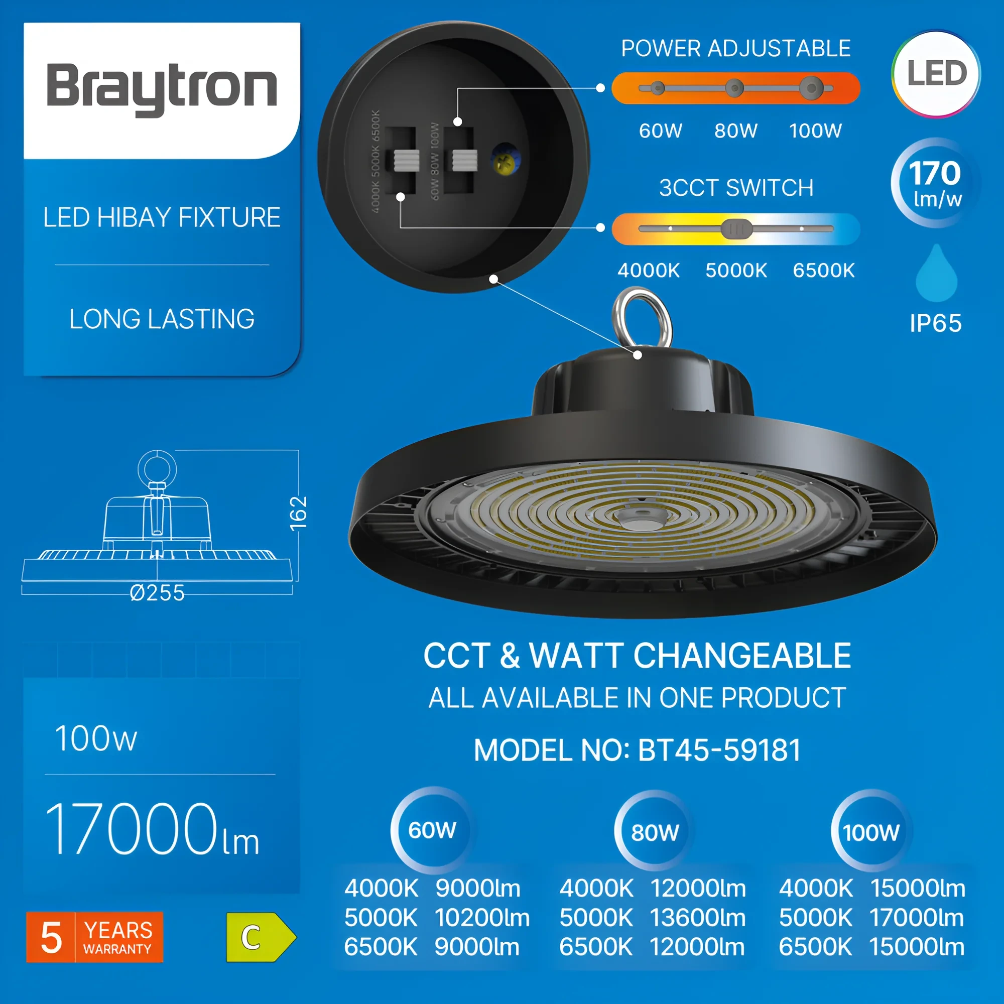 LED INDUSTRIJSKO ZVONO 100W CRNI CCT IP65 — slika 8