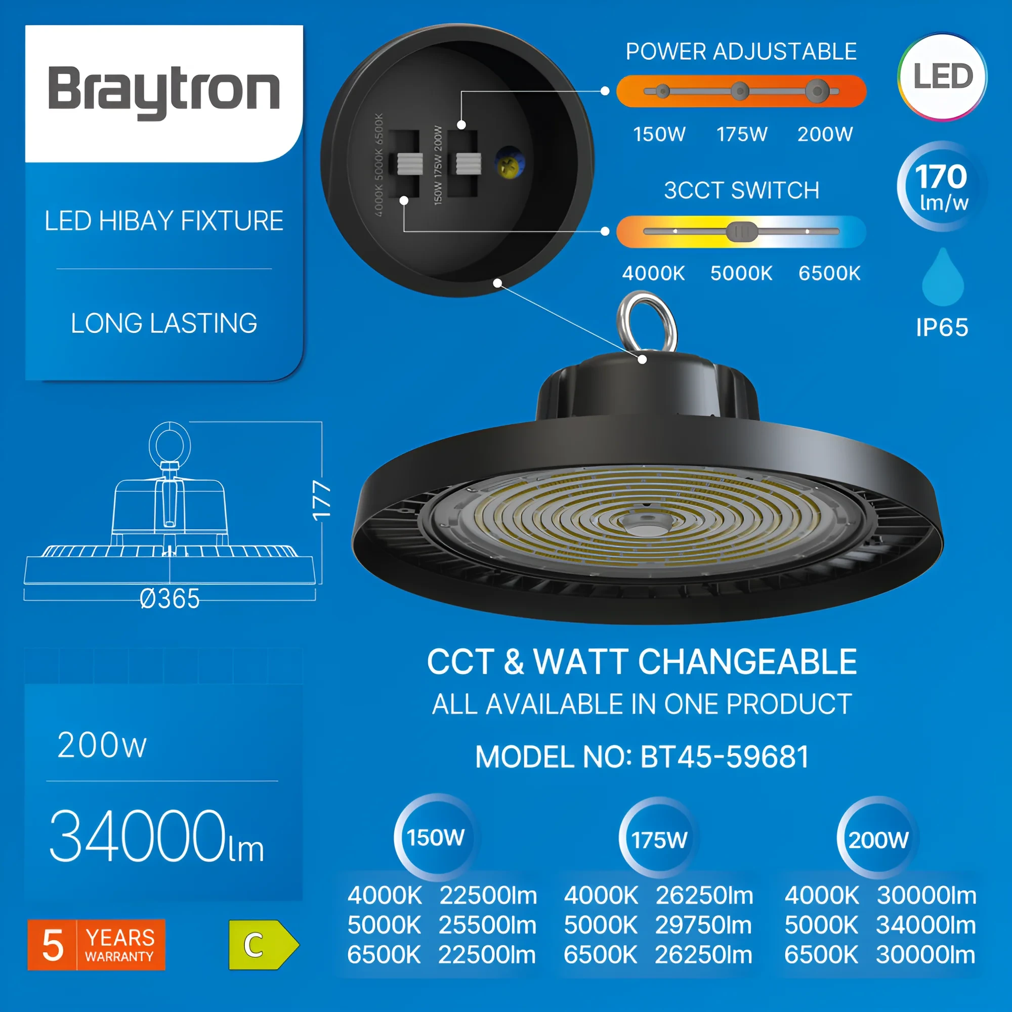 LED INDUSTRIJSKO ZVONO 200W CRNI CCT IP65 — slika 8
