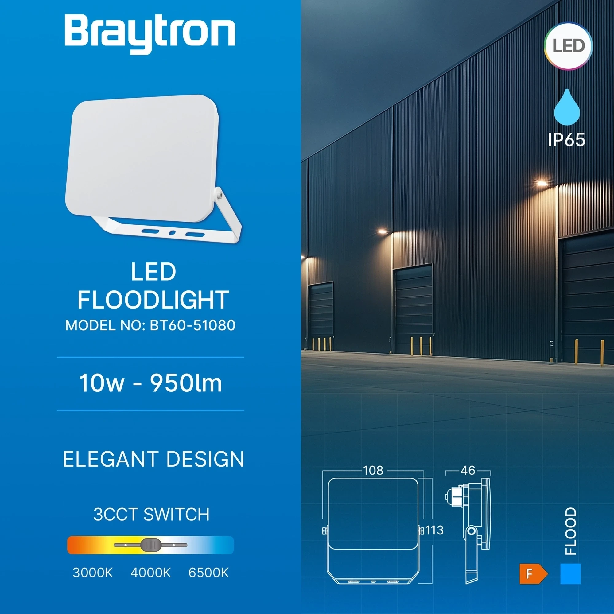 LED REFLEKTOR 10W BELI CCT IP65 — slika 3