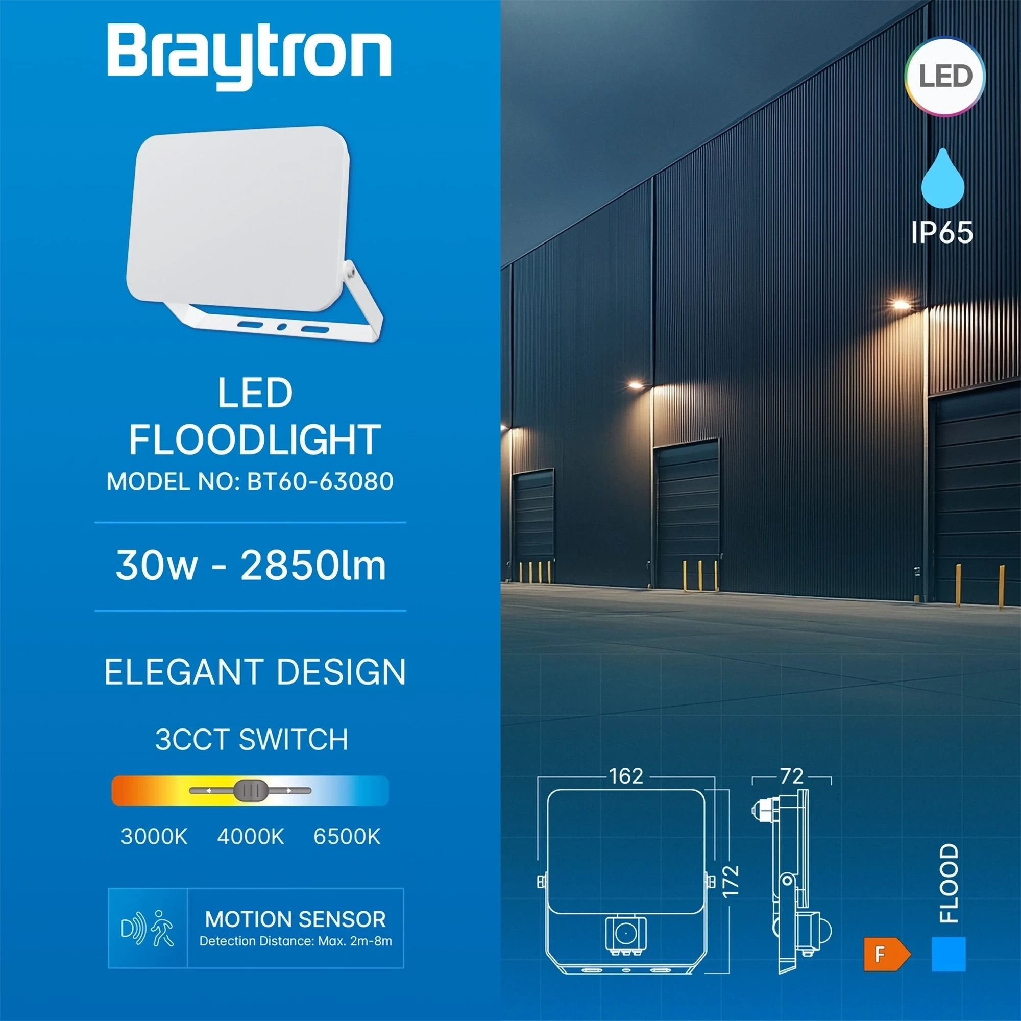 LED REFLEKTOR 30W BELI CCT IP54 SA SENZOROM — slika 3