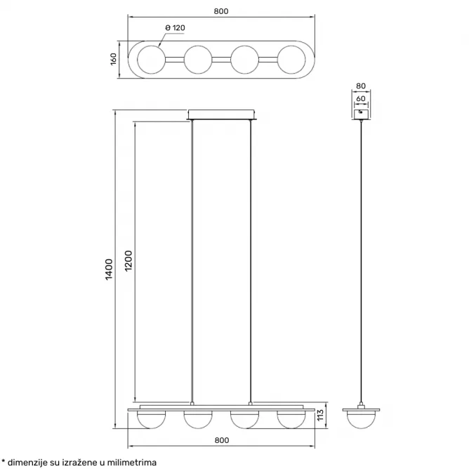 SOLEA 6 LUSTER 28W 3000/4000/6000K CRNA/DRVO — slika 3