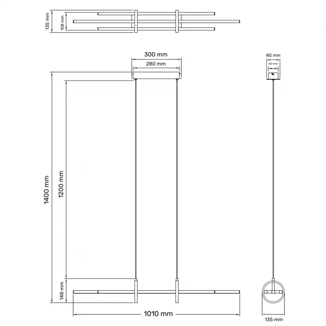 SOLEA 1 LUSTER 36W 3000/4000/6000K CRNA/ZLATO — slika 3