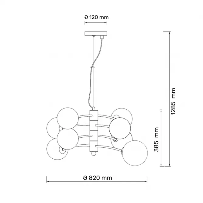 TALIA 50 LUSTER 8*G9 CRNA/BAKAR — slika 3