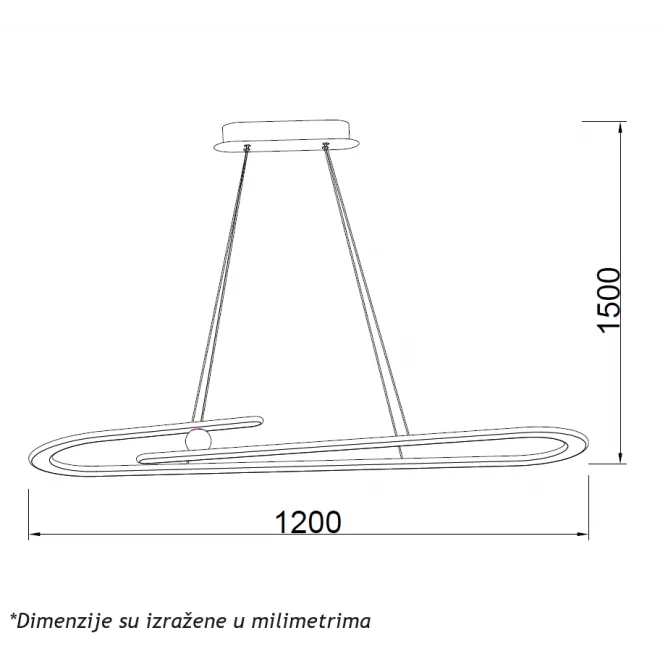 LUNA 265 LUSTER 60W 3000K MESING — slika 4