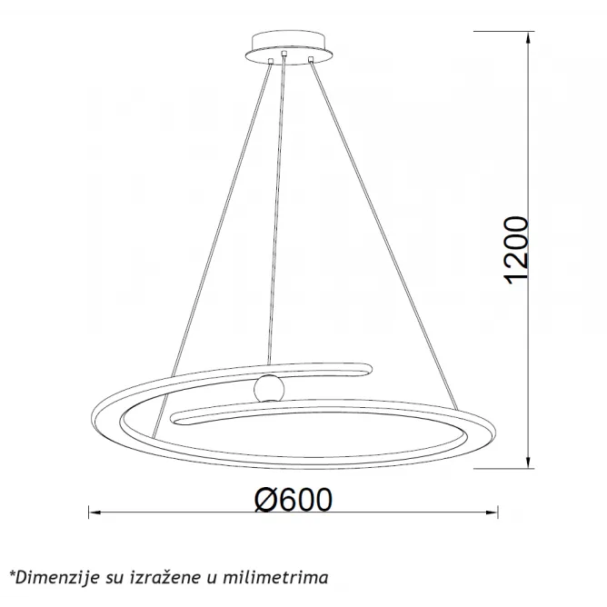 LUNA 262 LUSTER 60W 3000K CRNA — slika 3