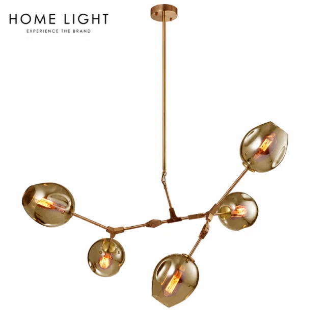 RUSTIK 91 LUSTER 5*E27 GOLD/SMOKED GLASS