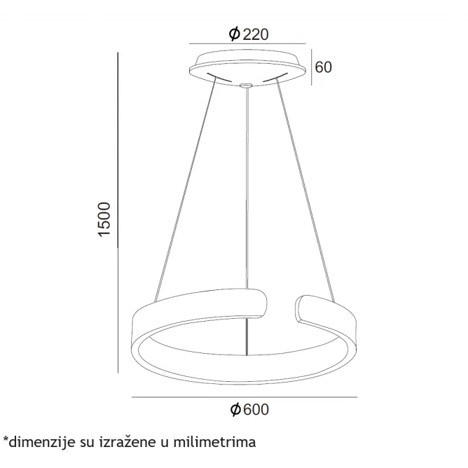 VESTA 637 VISILICA 60W 4000K BELA — slika 3